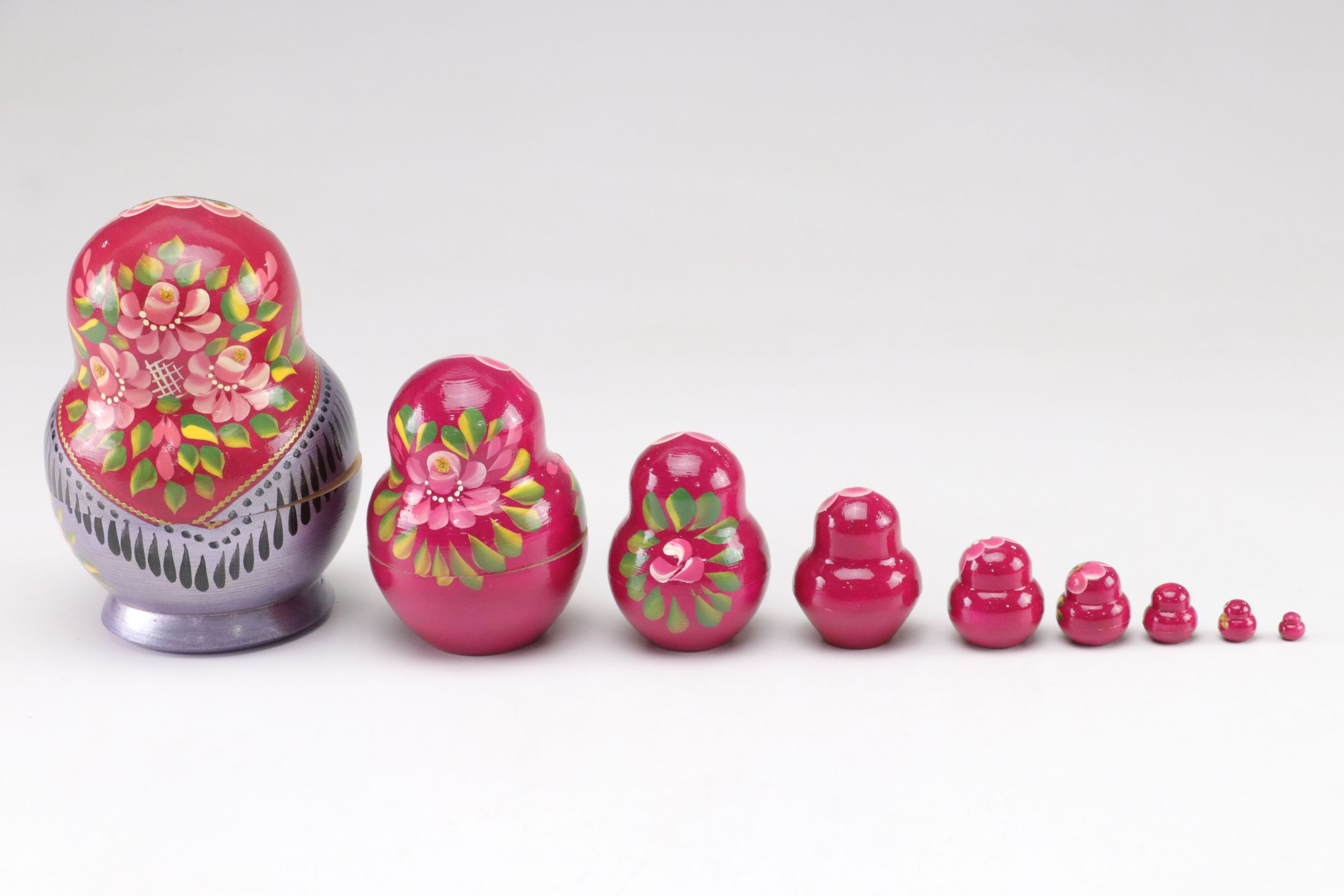 Russian Hand-Painted Wooden Matryoshka Nesting Dolls