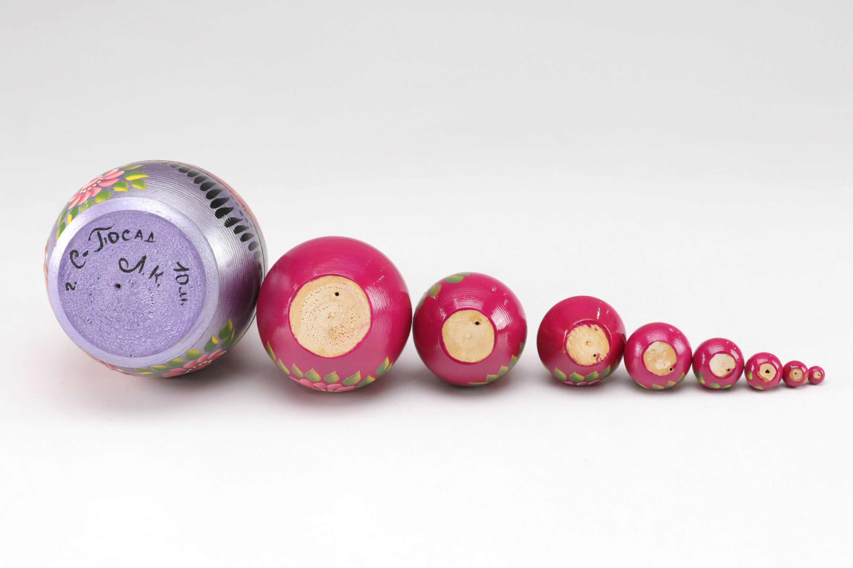 Russian Hand-Painted Wooden Matryoshka Nesting Dolls