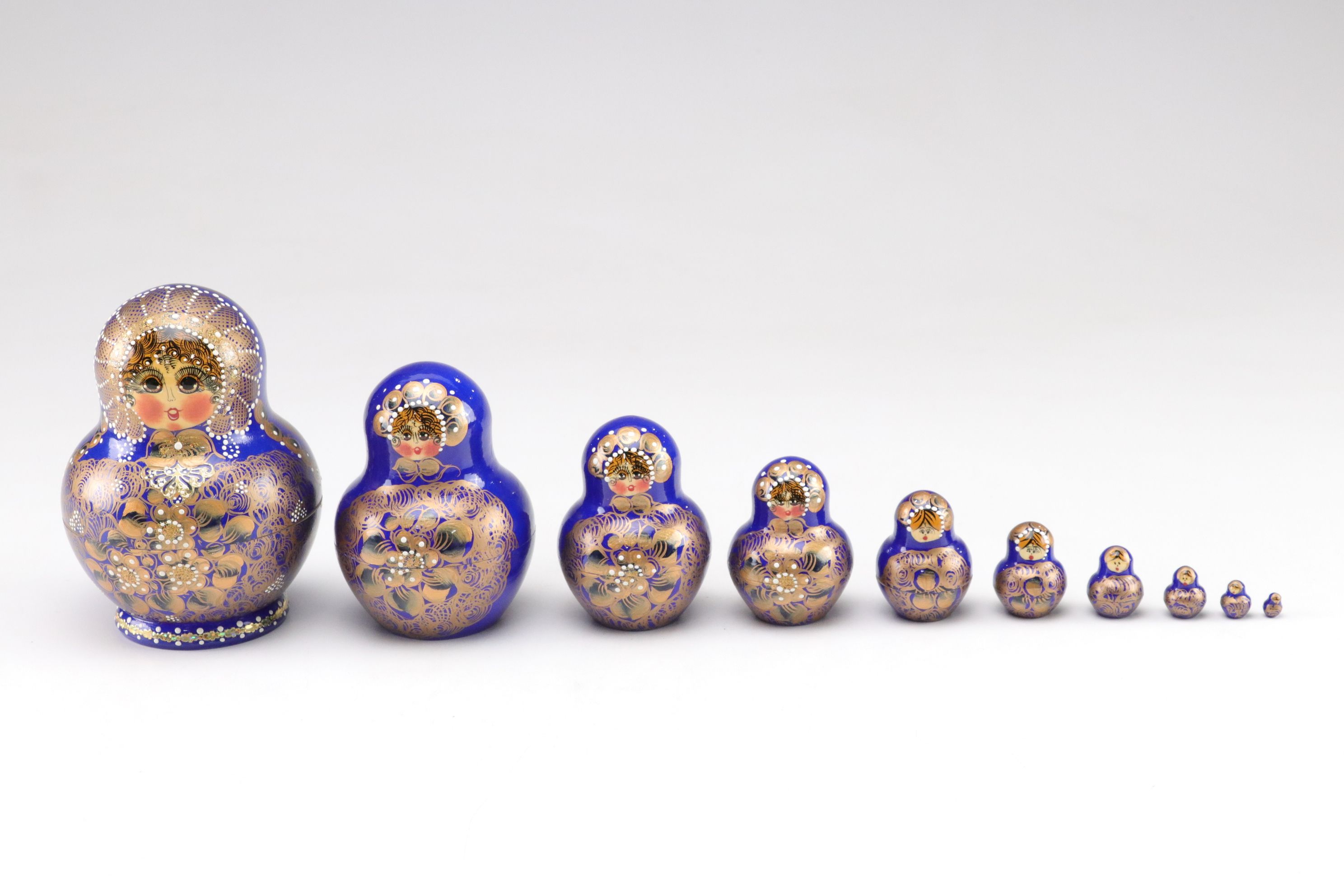 Russian Hand-Painted Wooden Matryoshka Nesting Dolls