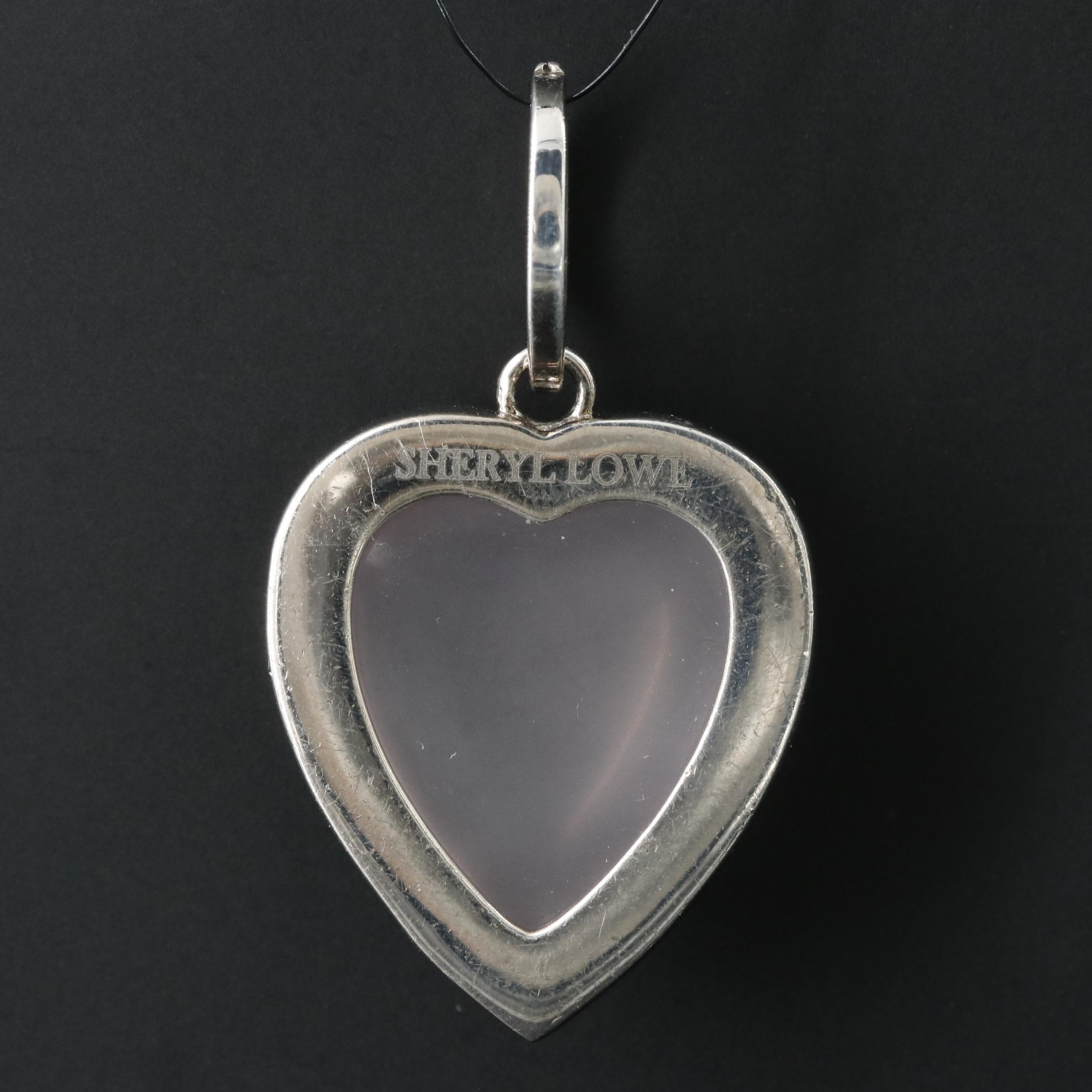 Sheryl Lowe Sterling Rose Quartz and Diamond Heart Pendant