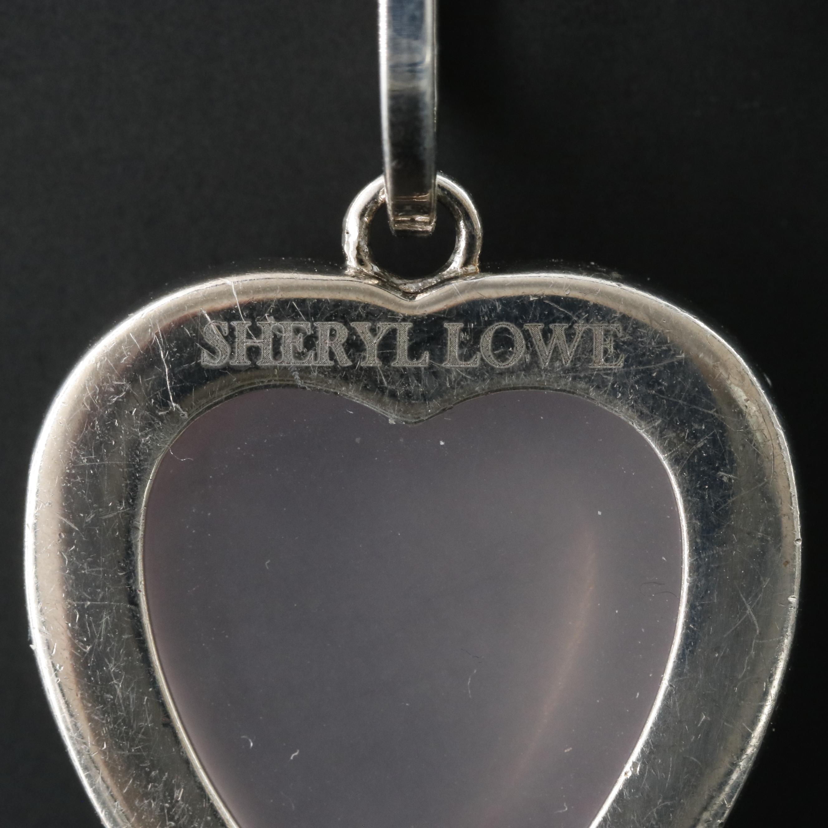 Sheryl Lowe Sterling Rose Quartz and Diamond Heart Pendant