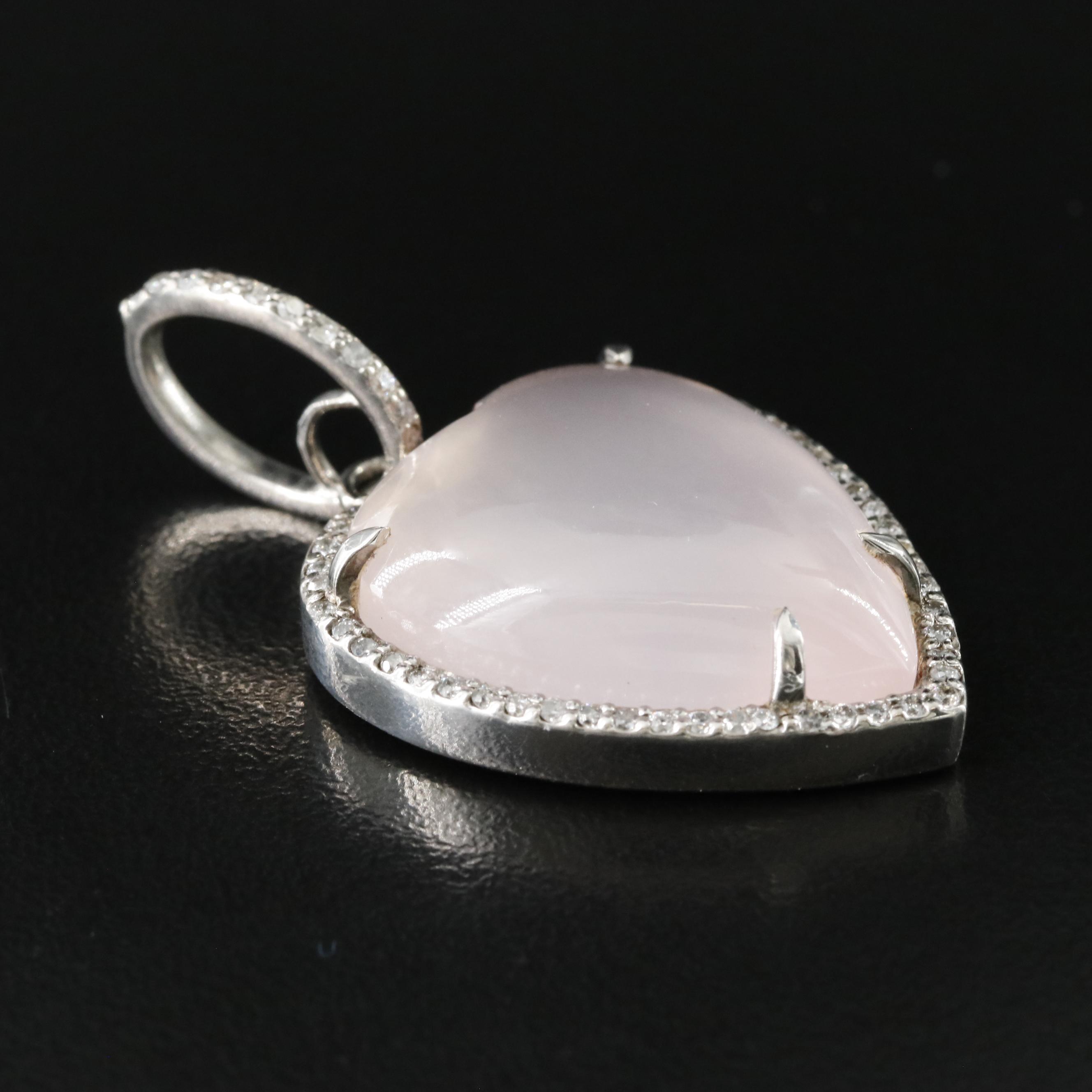 Sheryl Lowe Sterling Rose Quartz and Diamond Heart Pendant