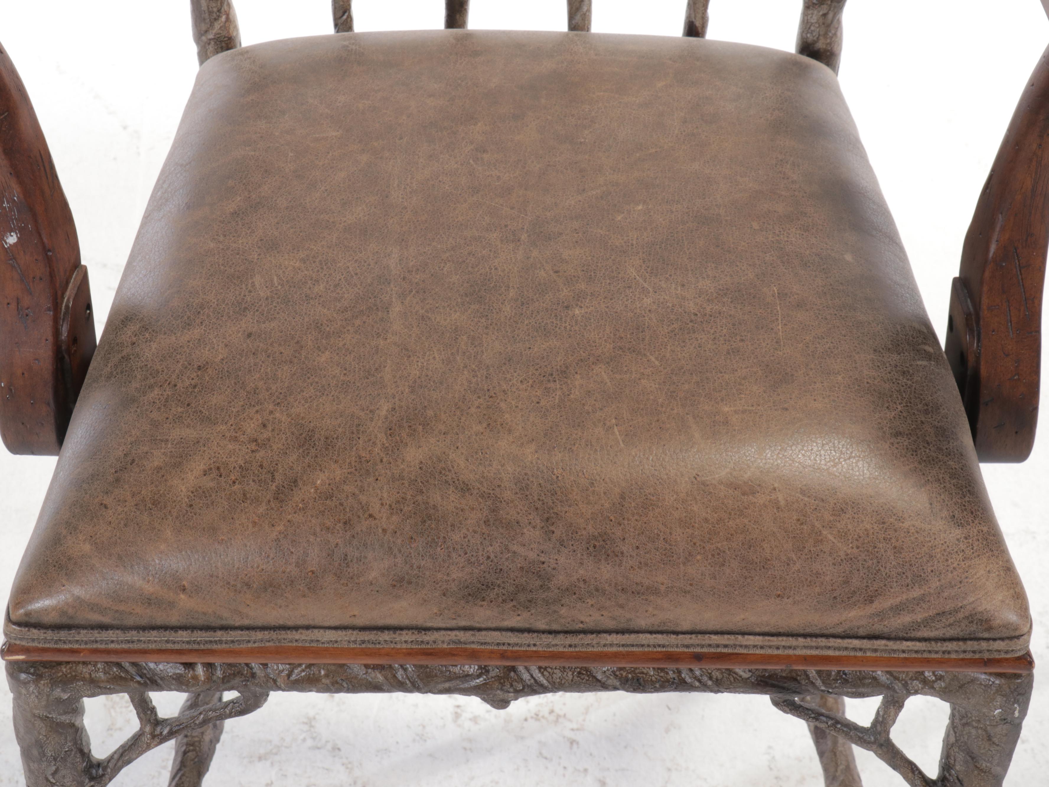 Regina-Andrew Design Cast Metal and Wood Faux Bois Style Barstools