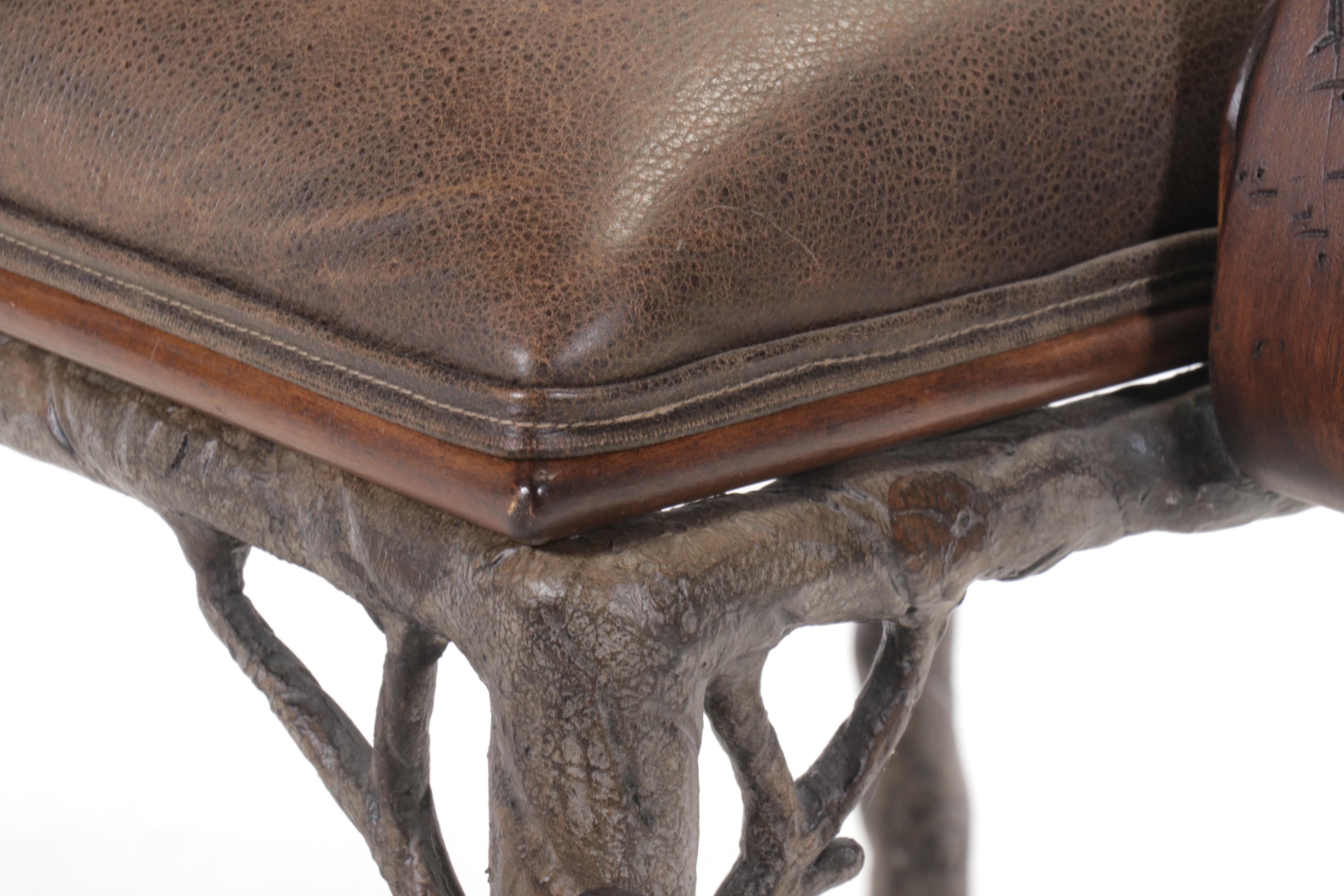 Regina-Andrew Design Cast Metal and Wood Faux Bois Style Barstools