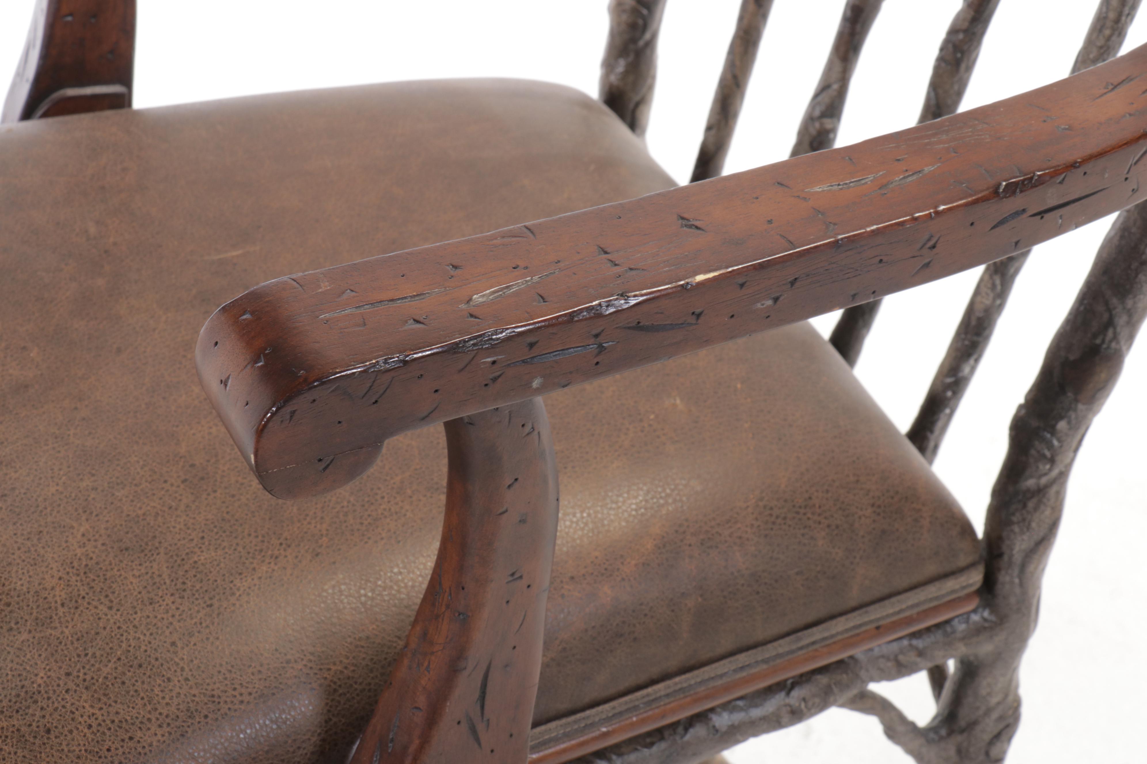 Regina-Andrew Design Cast Metal and Wood Faux Bois Style Barstools