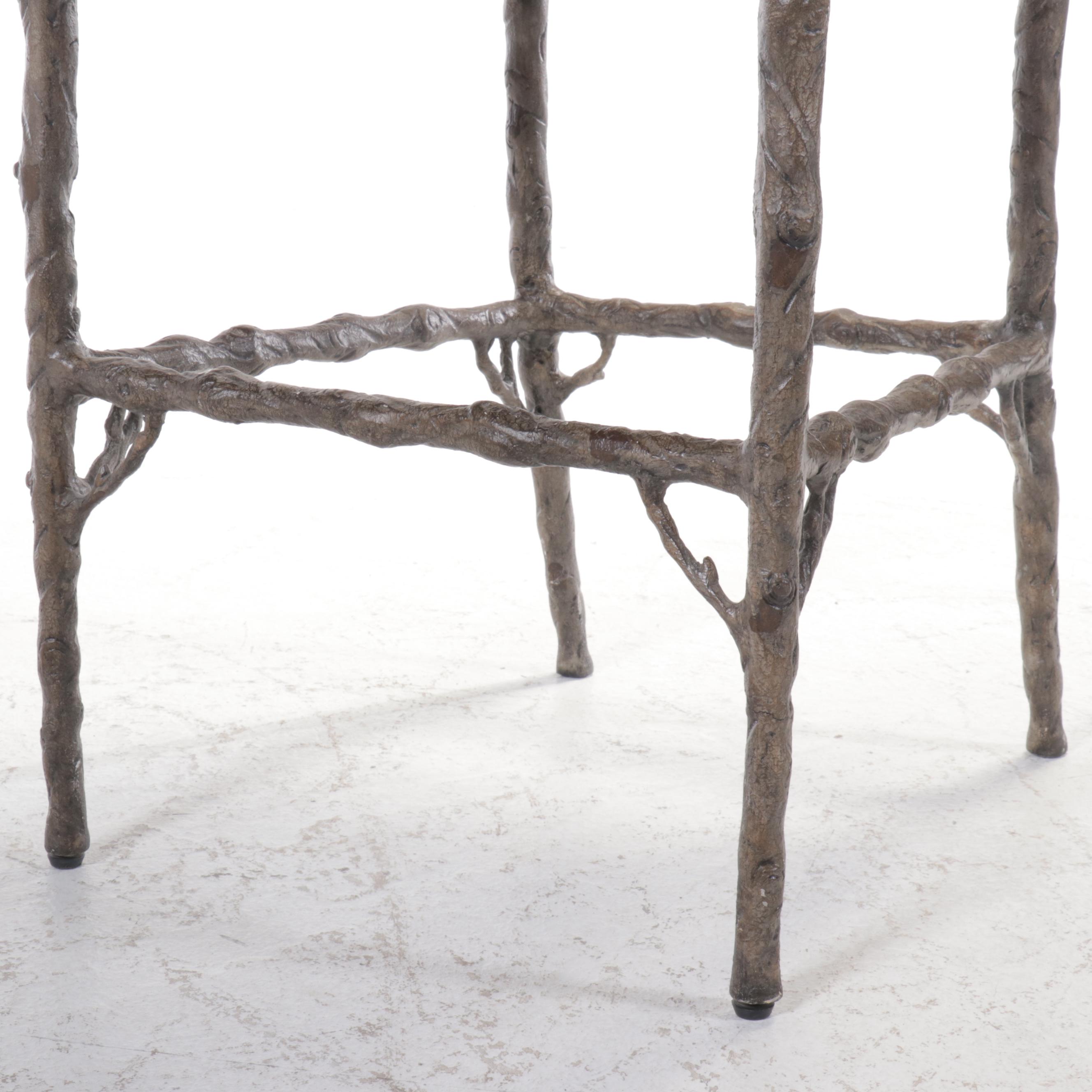 Regina-Andrew Design Cast Metal and Wood Faux Bois Style Barstools