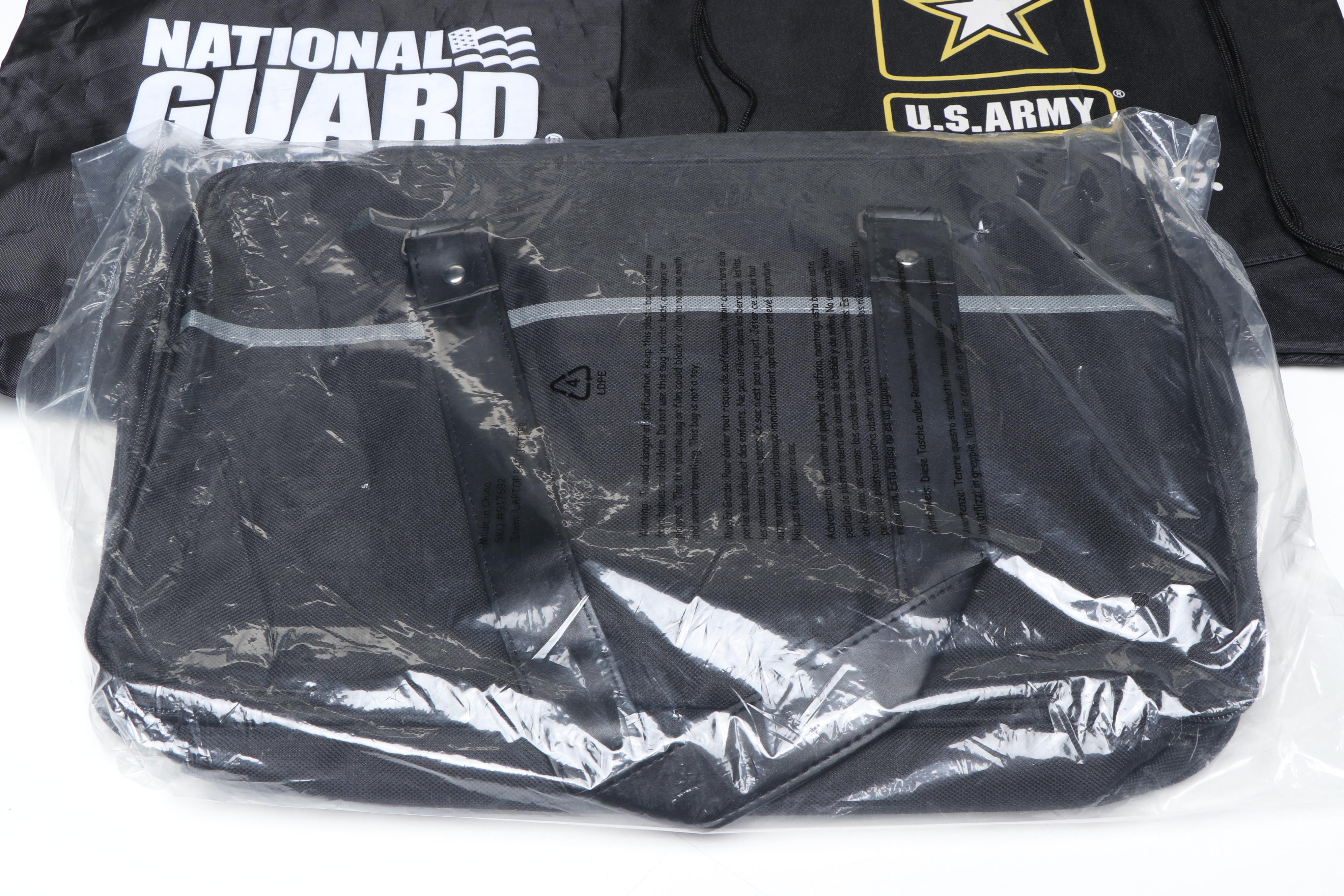 National Guard Canvas Bags with Handbook and Other Military Swag