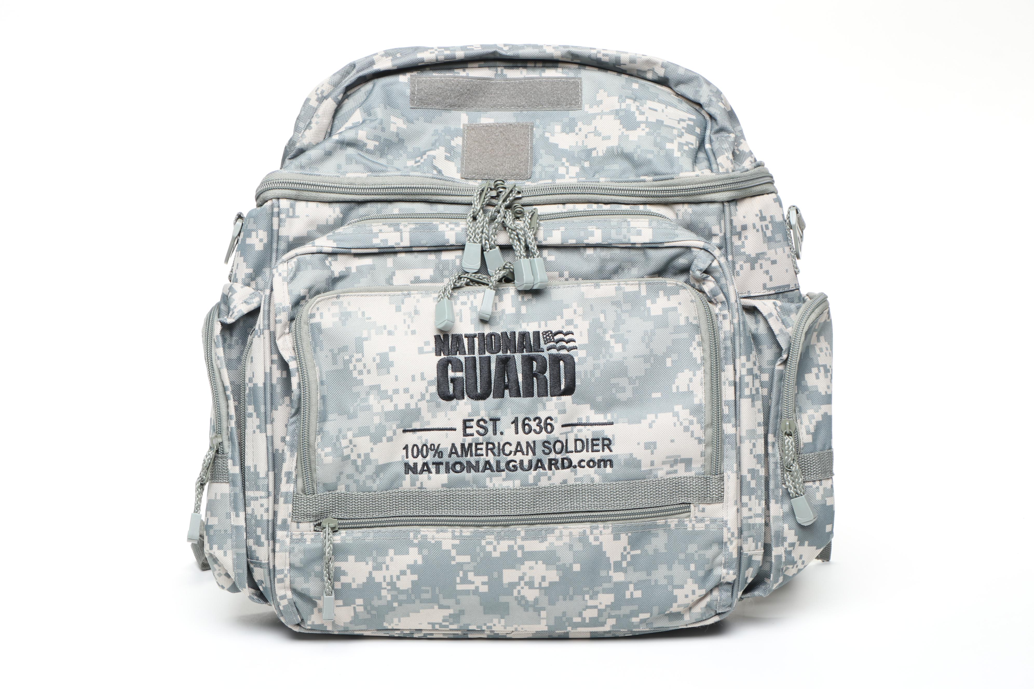 National Guard Canvas Bags with Handbook and Other Military Swag
