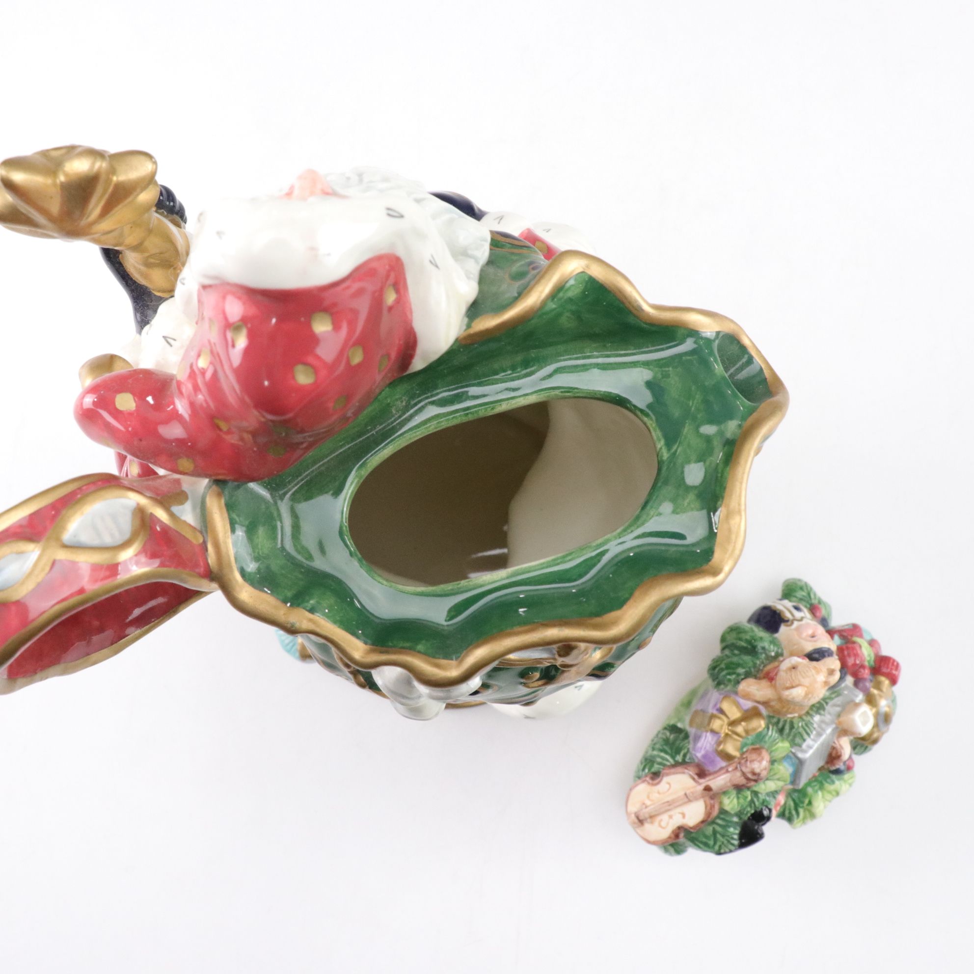 Fitz & Floyd Florentine Christmas Pitcher and Santa Tealight Candle Holders