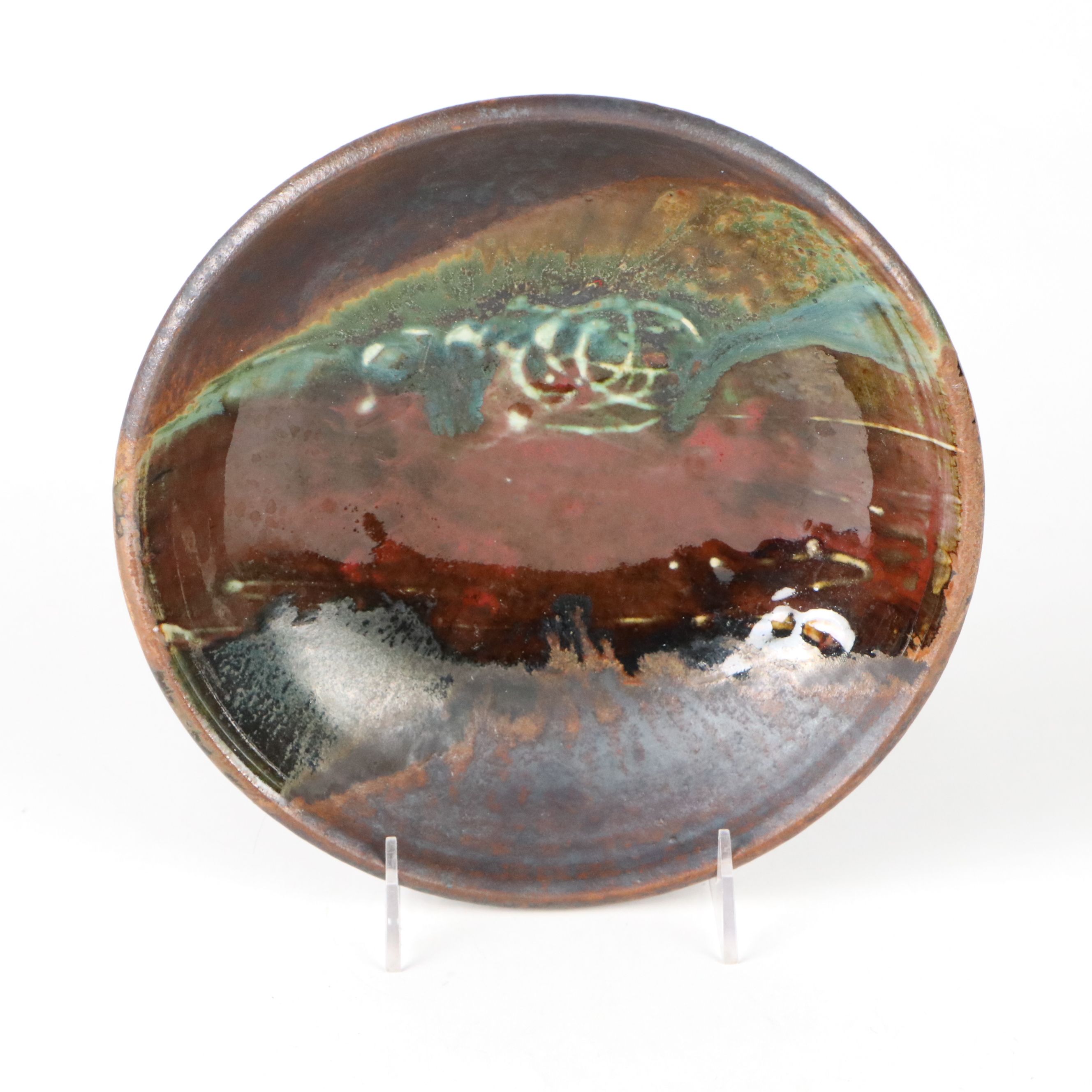 Studio Pottery Raku Style Salt Glazed Stoneware Bowl