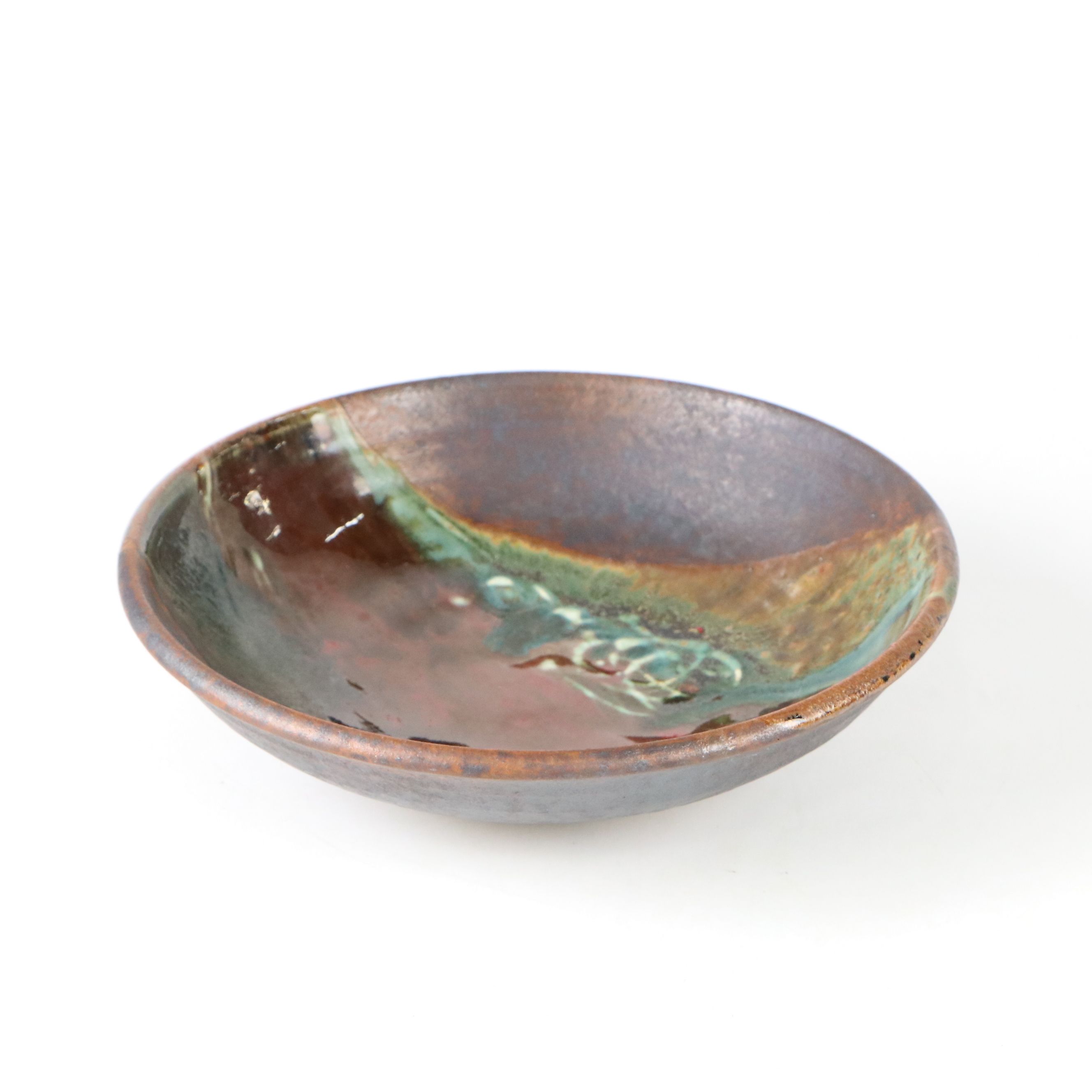 Studio Pottery Raku Style Salt Glazed Stoneware Bowl