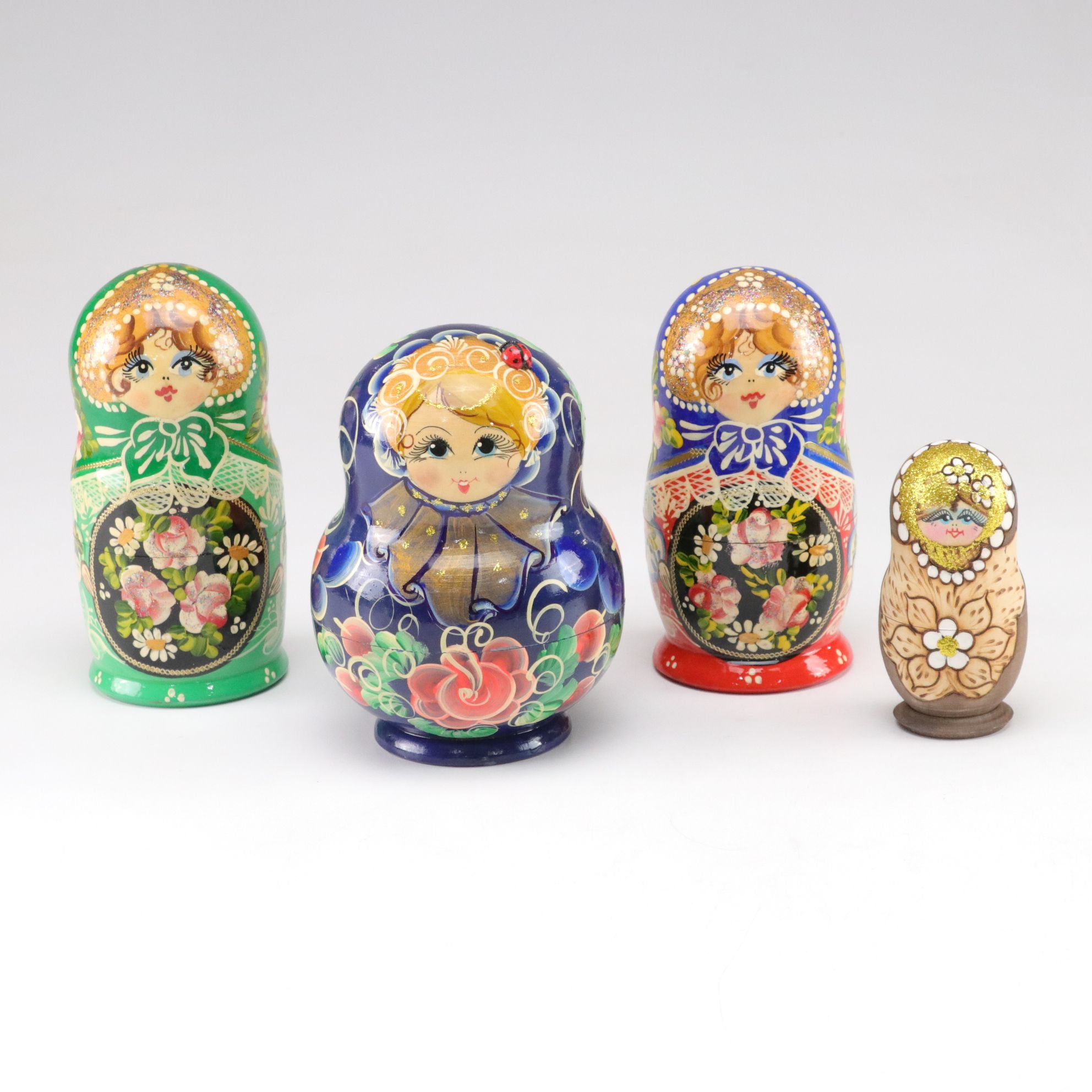 Russian Hand-Painted Wooden Matryoshka Nesting Dolls