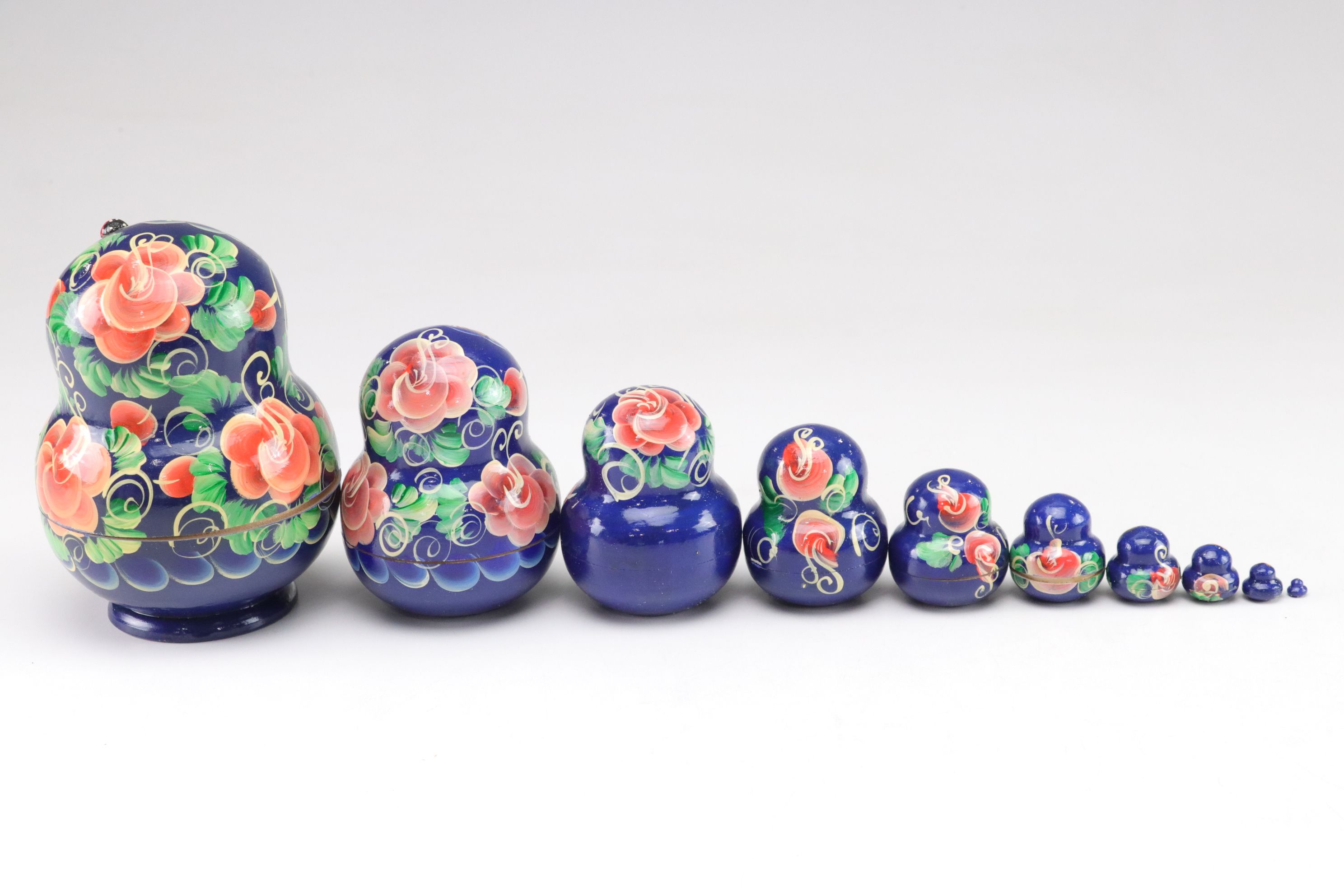 Russian Hand-Painted Wooden Matryoshka Nesting Dolls