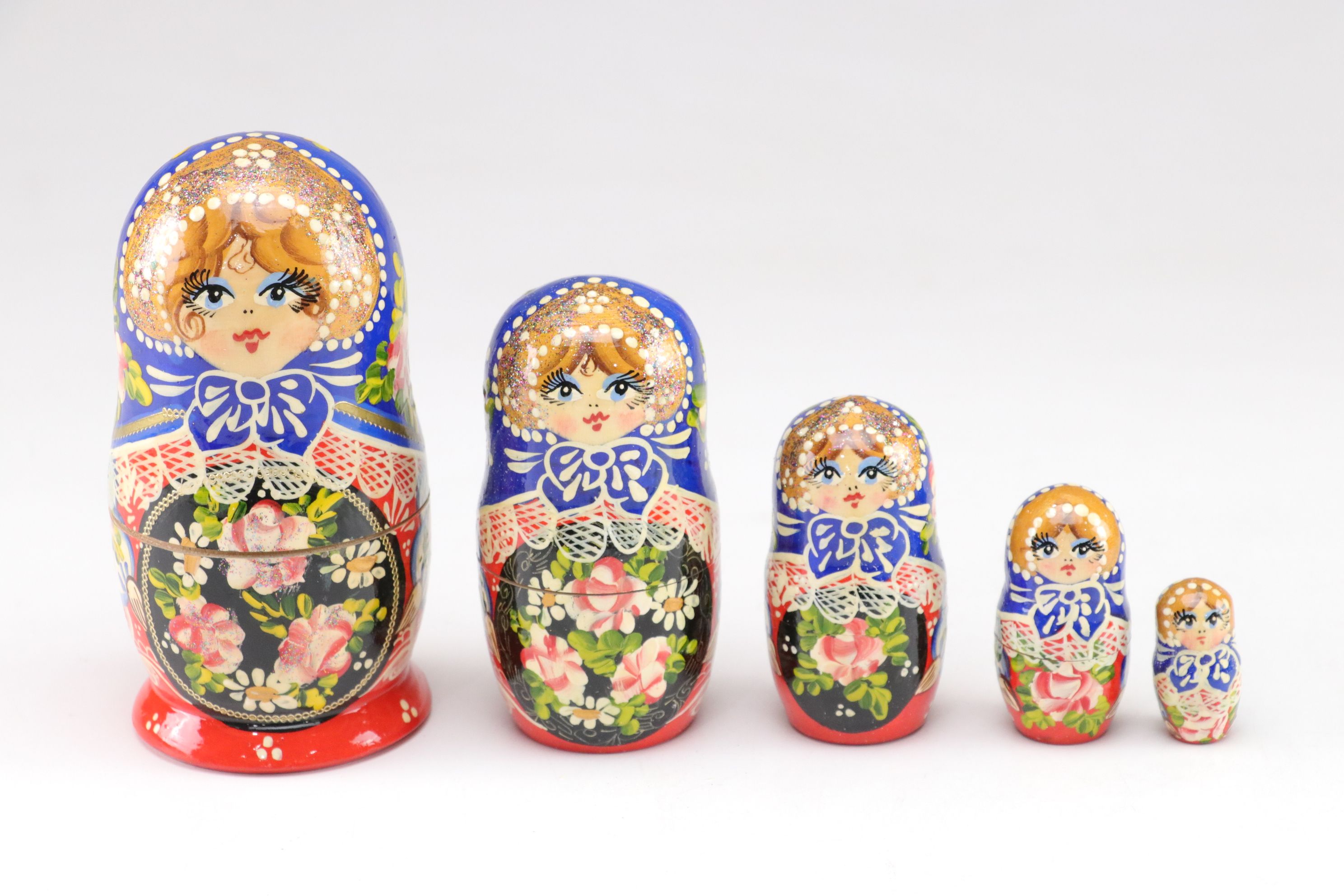 Russian Hand-Painted Wooden Matryoshka Nesting Dolls