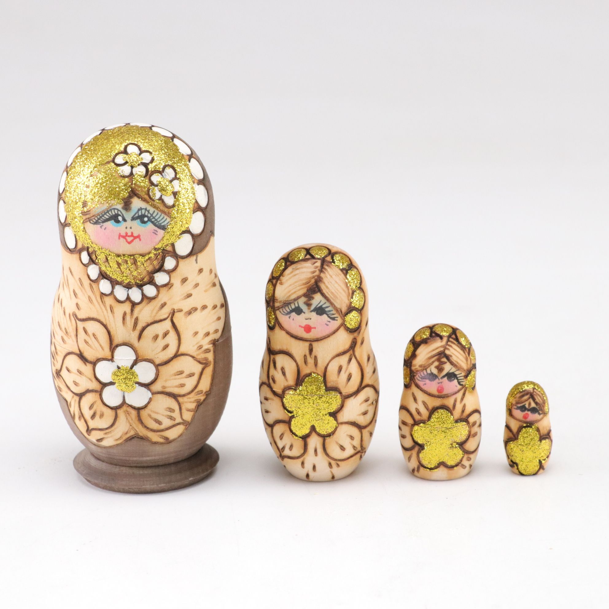 Russian Hand-Painted Wooden Matryoshka Nesting Dolls