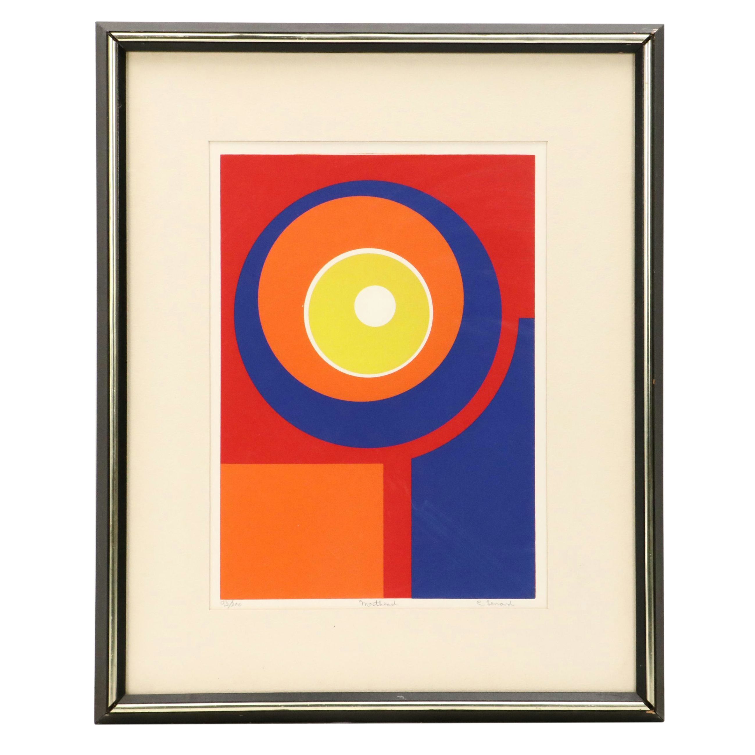 C. Lenard Abstract Geometric Serigraph "Masthead," 1971