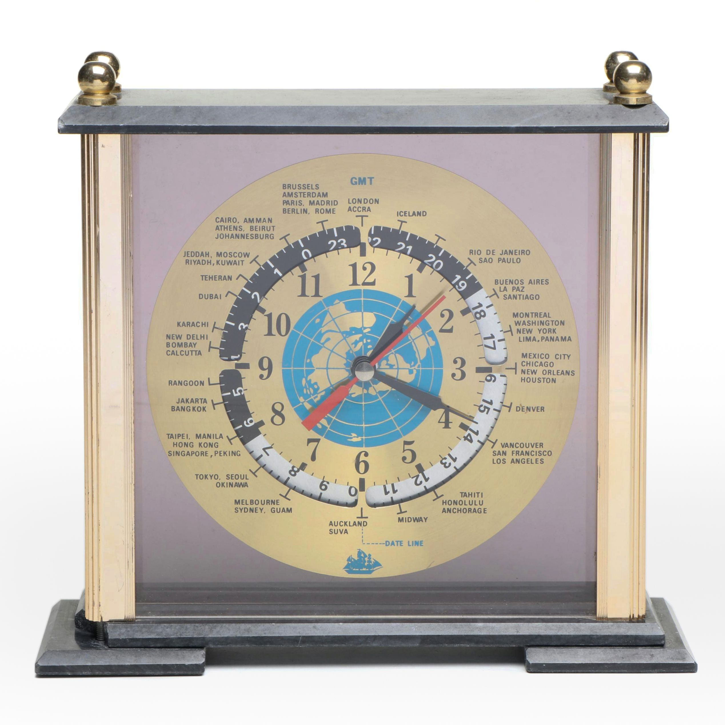 GMT Airplane World Time Mantel Clock