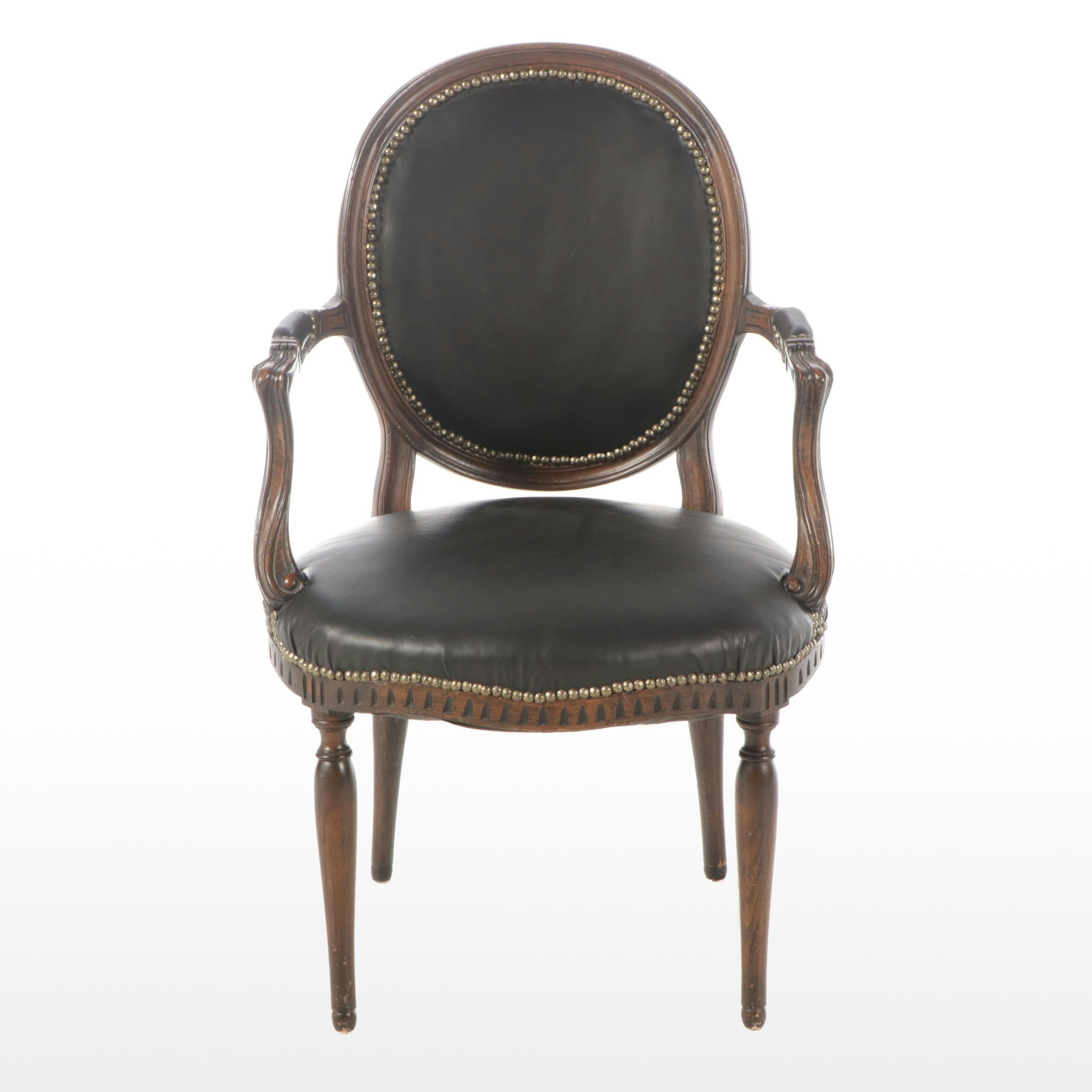 Louis XVI Style Leather Fauteuil
