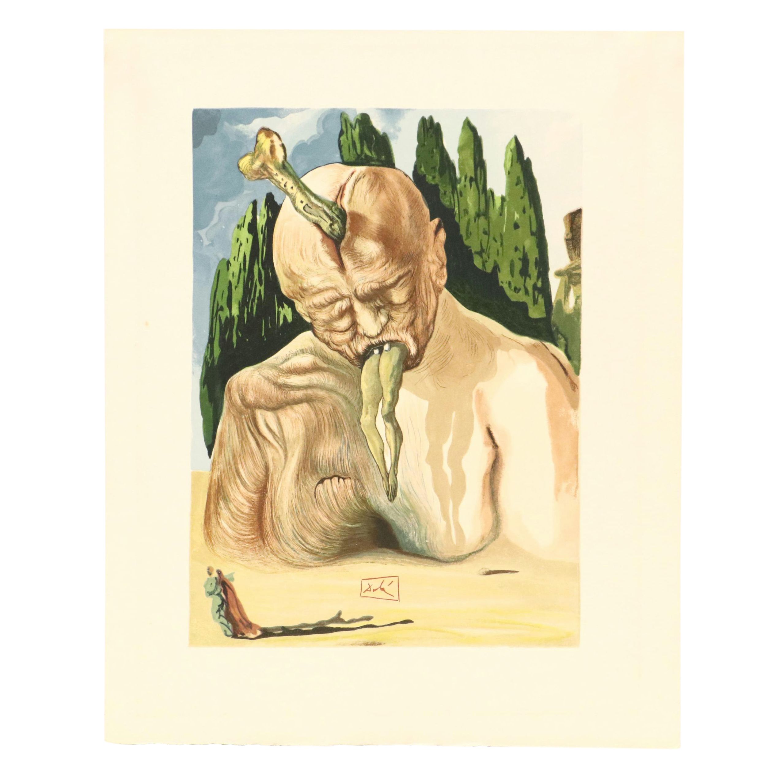 Salvador Dalí Wood Engraving "Un diable logician," 1960–1964