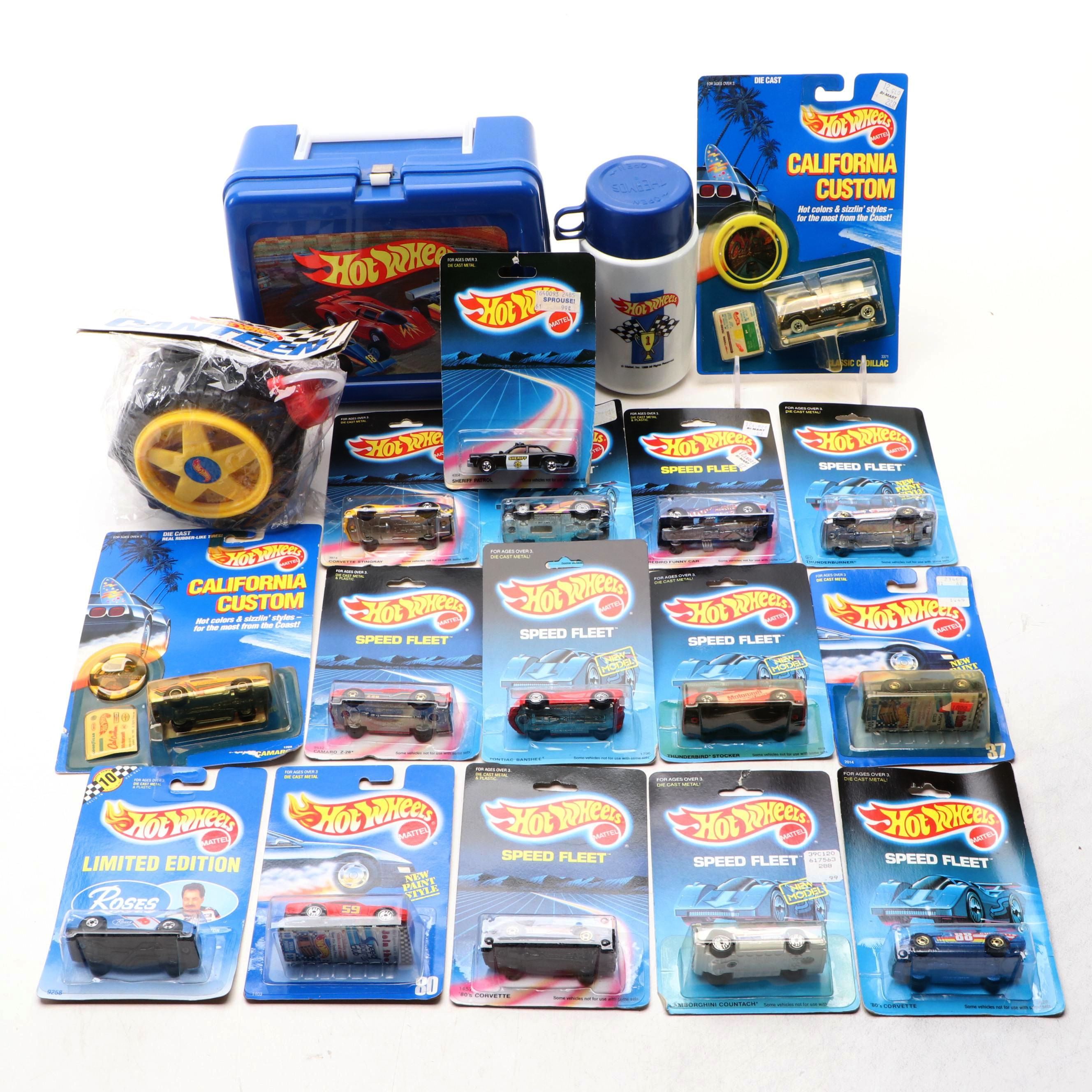 Hot Wheels "Classic Cadillac" with Other Toy Cars, Lunchbox and Canteen