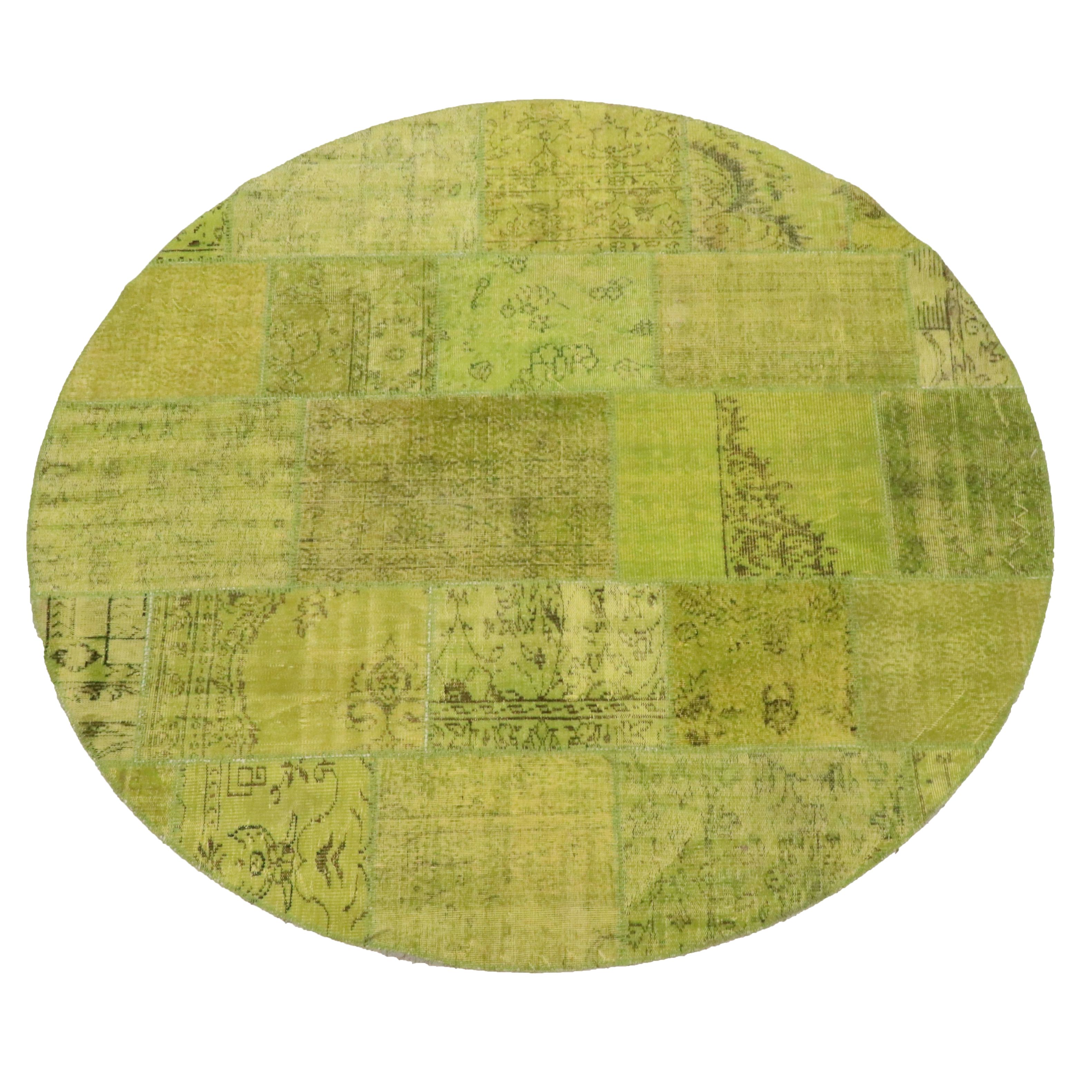 7'7 Round Handmade IKEA "SILKEBORG" Patchwork Area Rug