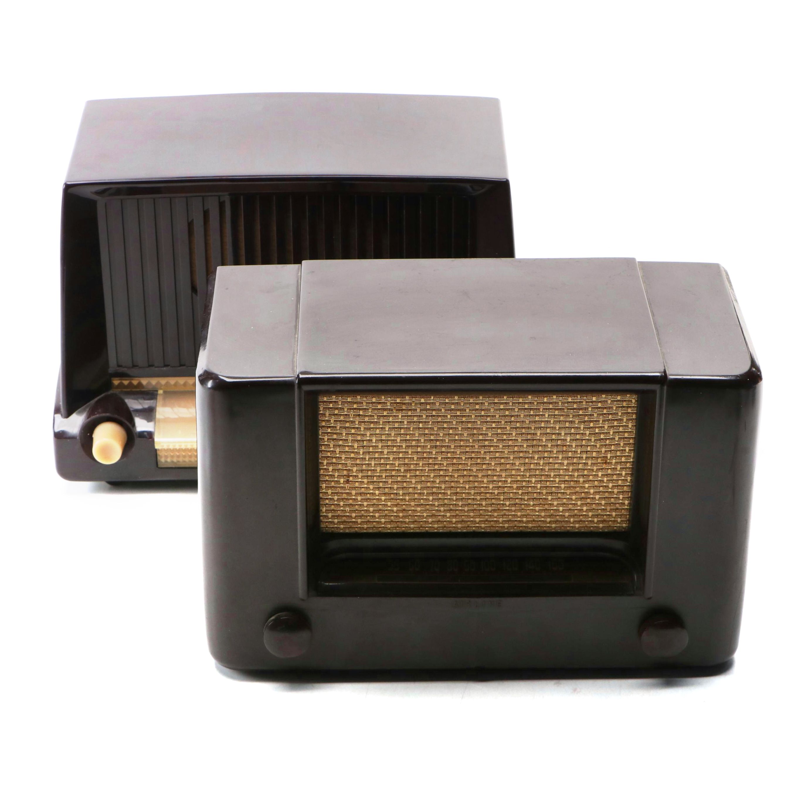 General Electric and Wards Airline Bakelite Tube Radios, Mid-20th Century