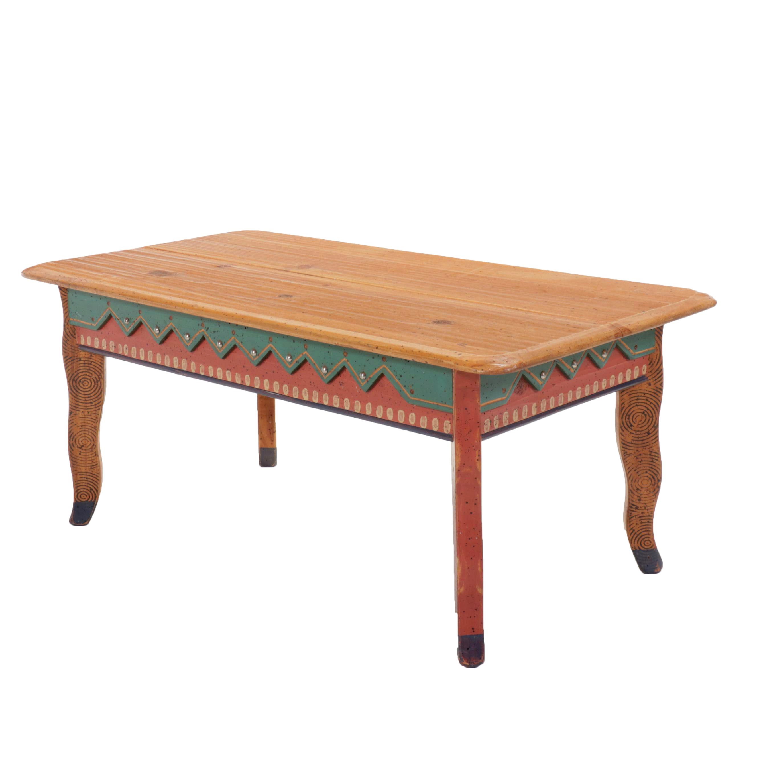 David Marsh Paint-Decorated Pine Coffee Table, 1999