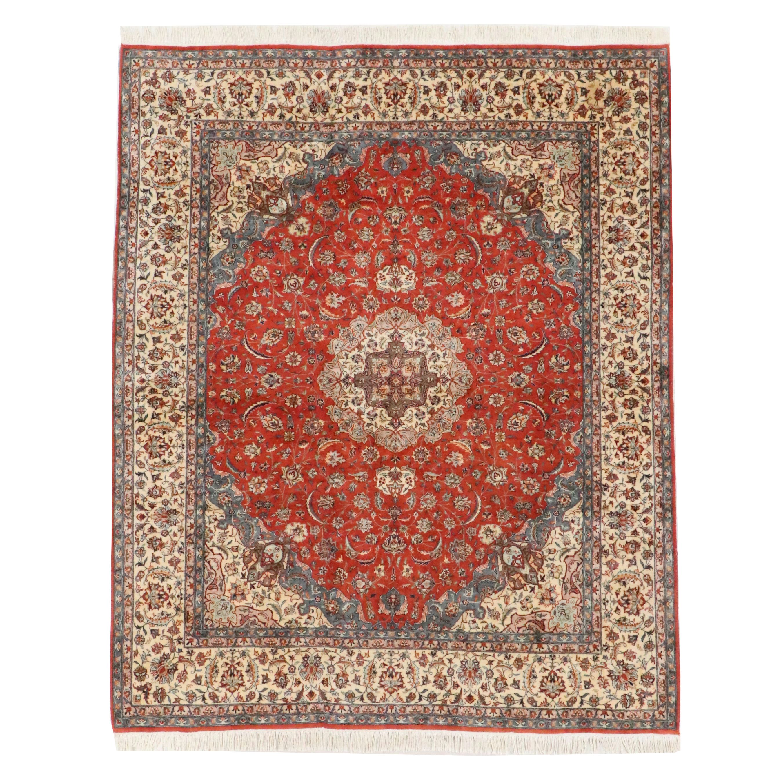 8'1 x 10'5 Hand-Knotted Persian Kashan Area Rug