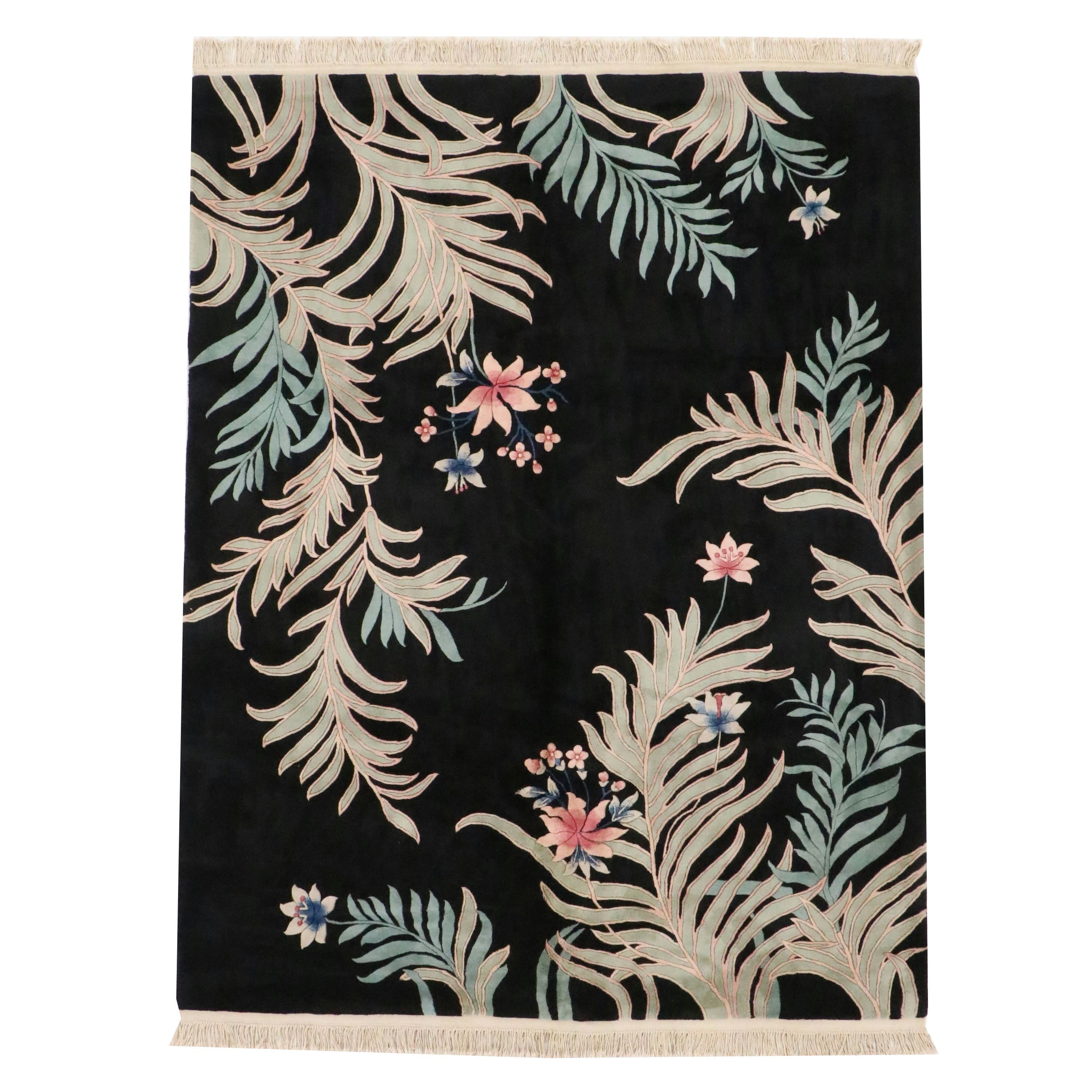 7'9 x 10'7 Hand-Knotted Chinese Contemporary Floral Area Rug