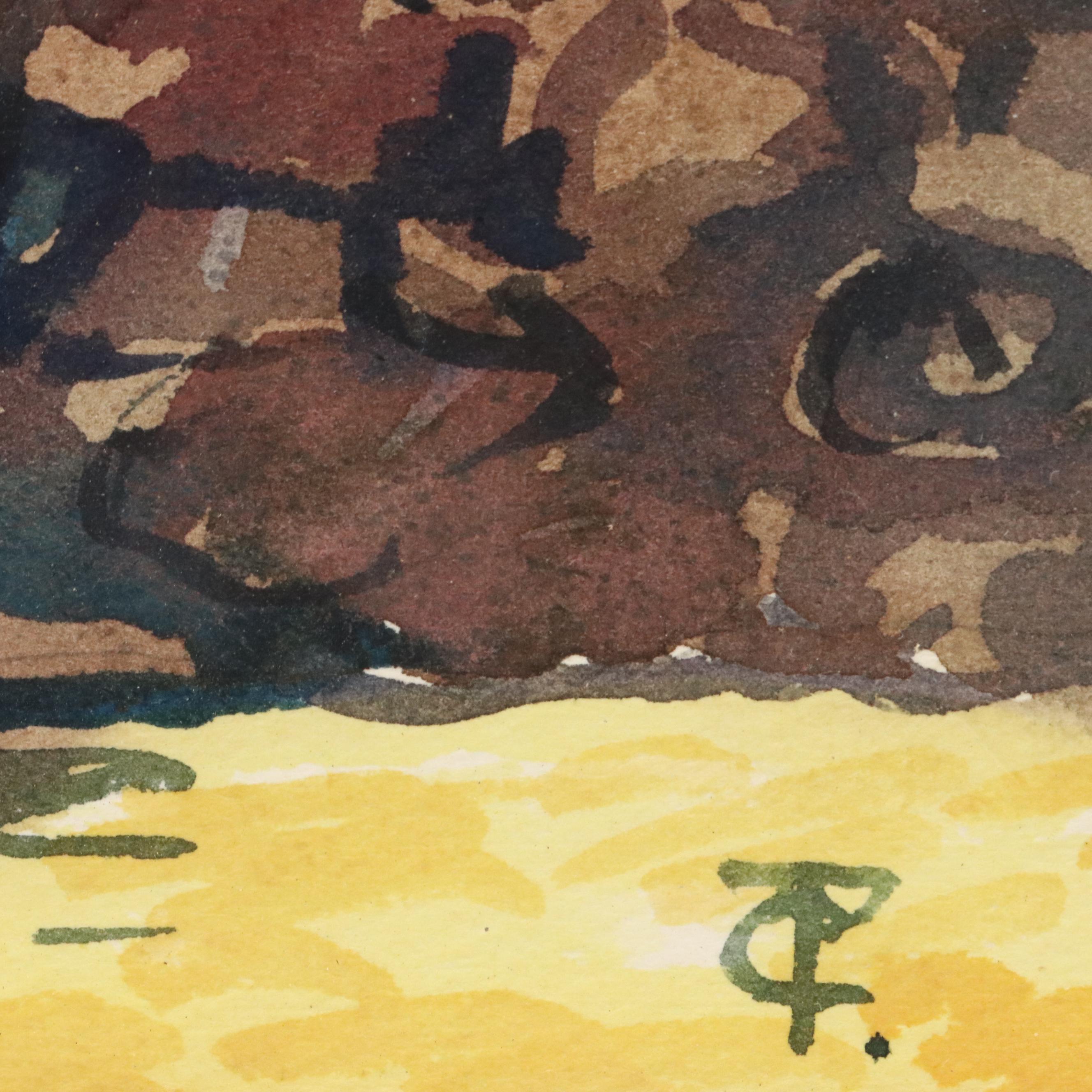 Watercolor Paintings of Central American Village Scenes, Late 20th Century