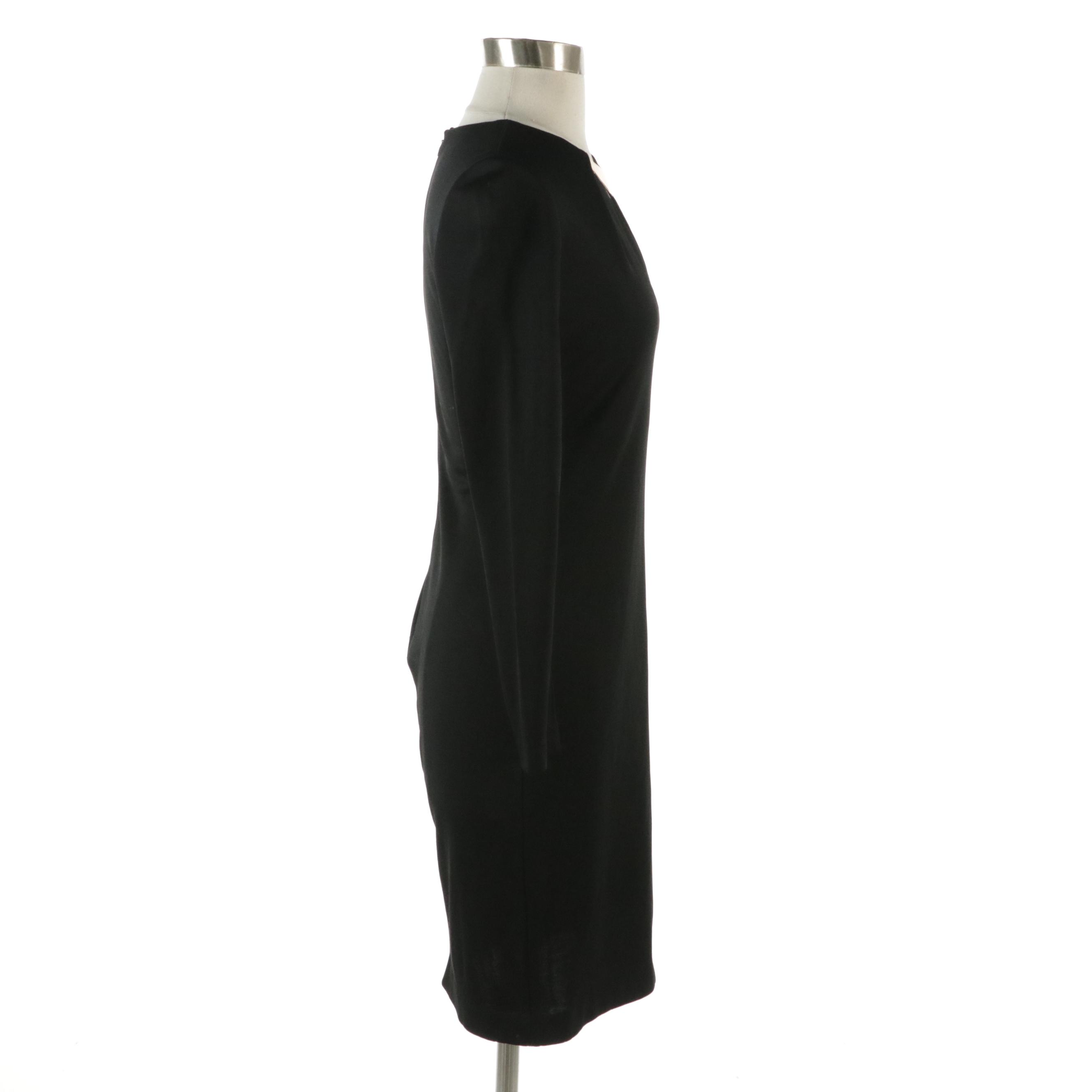 Halston Heritage Sheath Dress in Black Rayon Blend