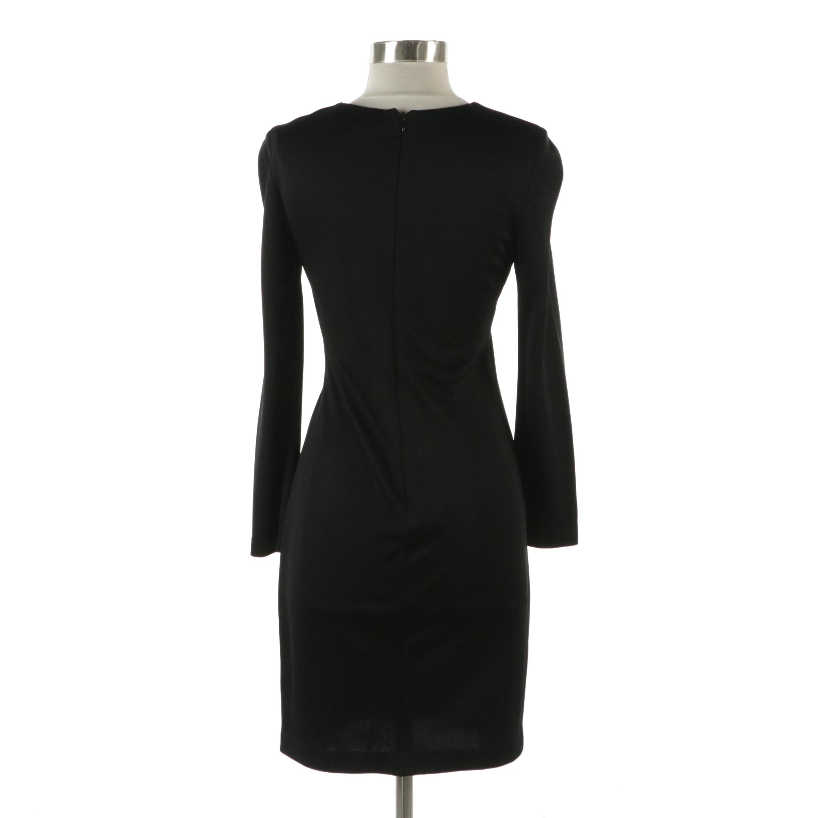 Halston Heritage Sheath Dress in Black Rayon Blend