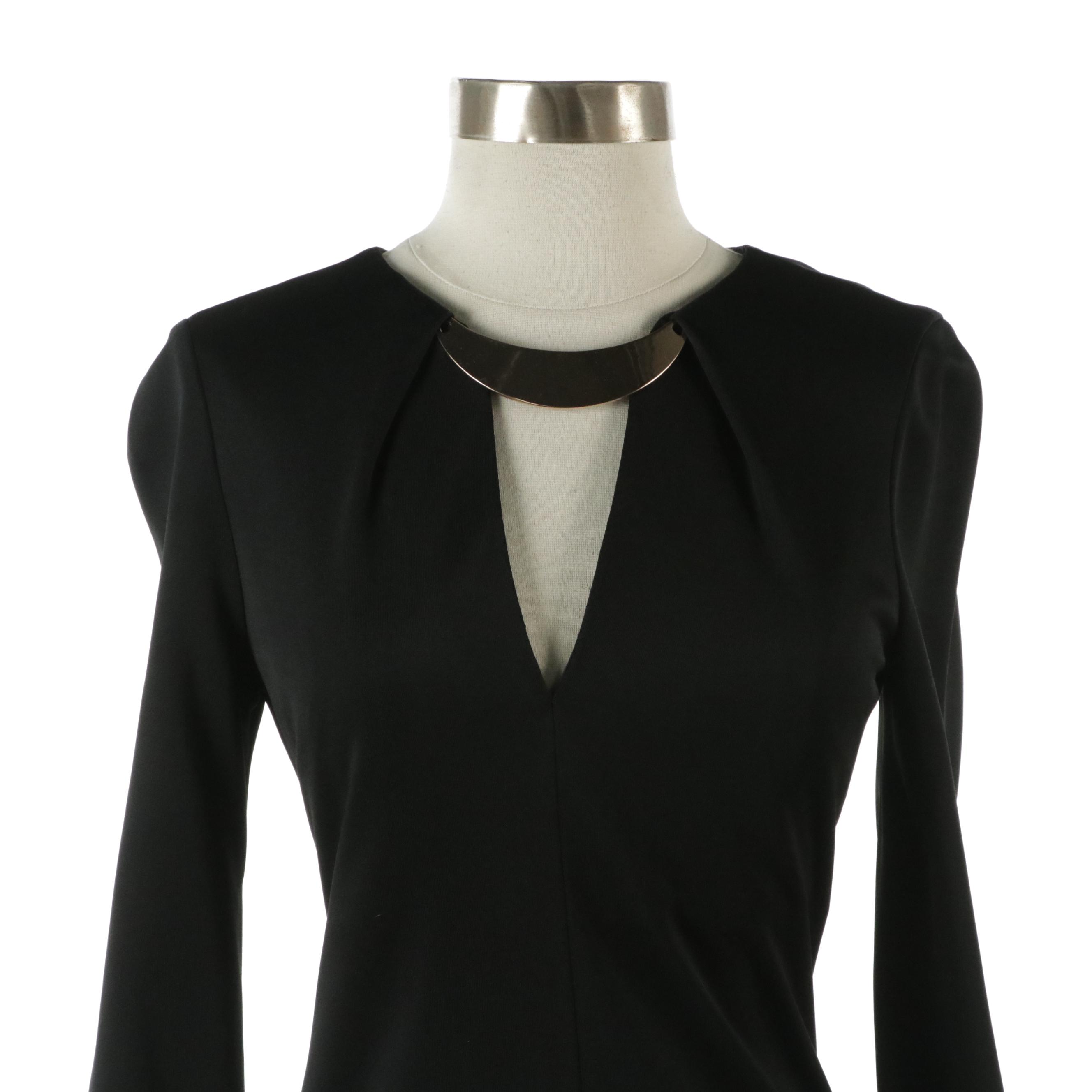 Halston Heritage Sheath Dress in Black Rayon Blend