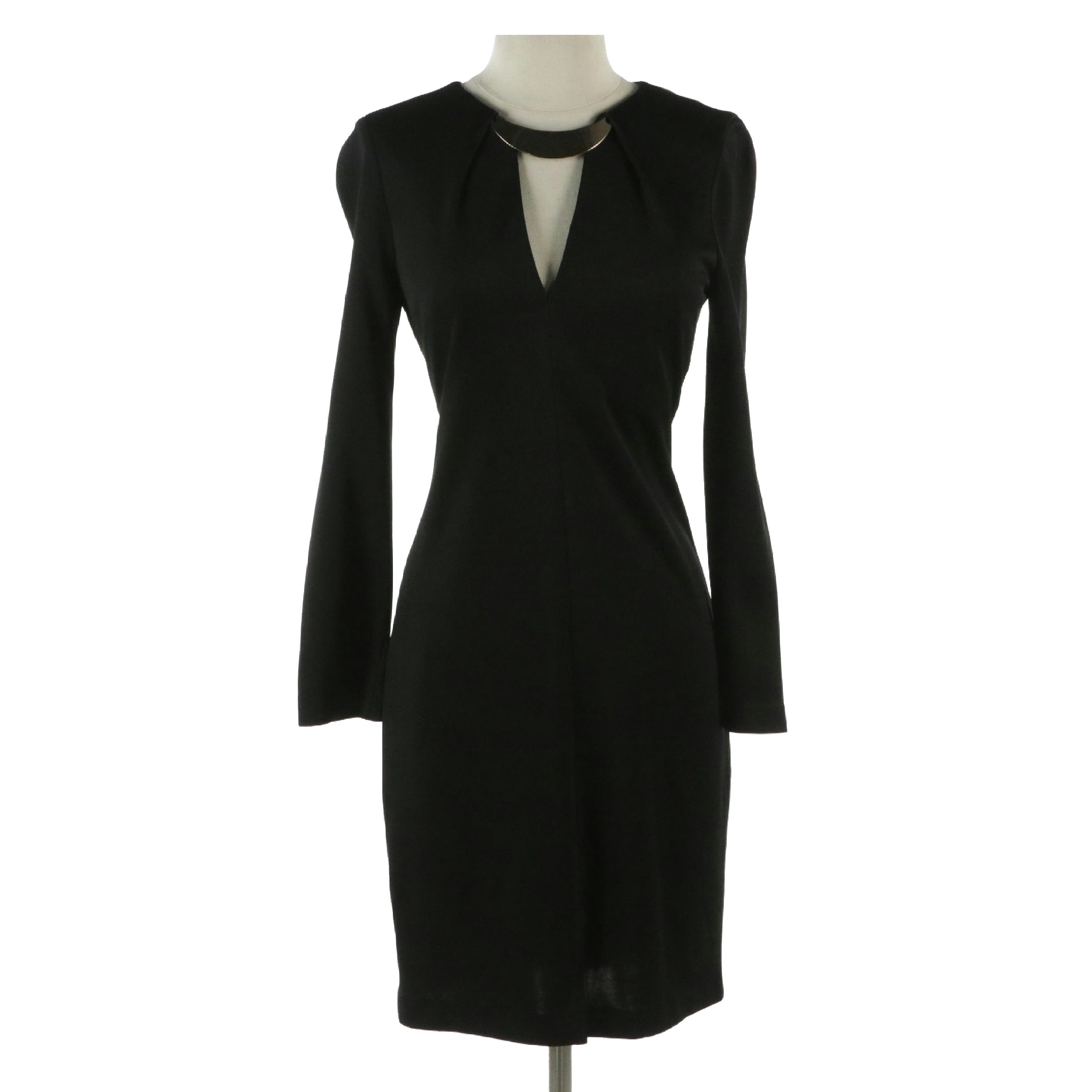Halston Heritage Sheath Dress in Black Rayon Blend