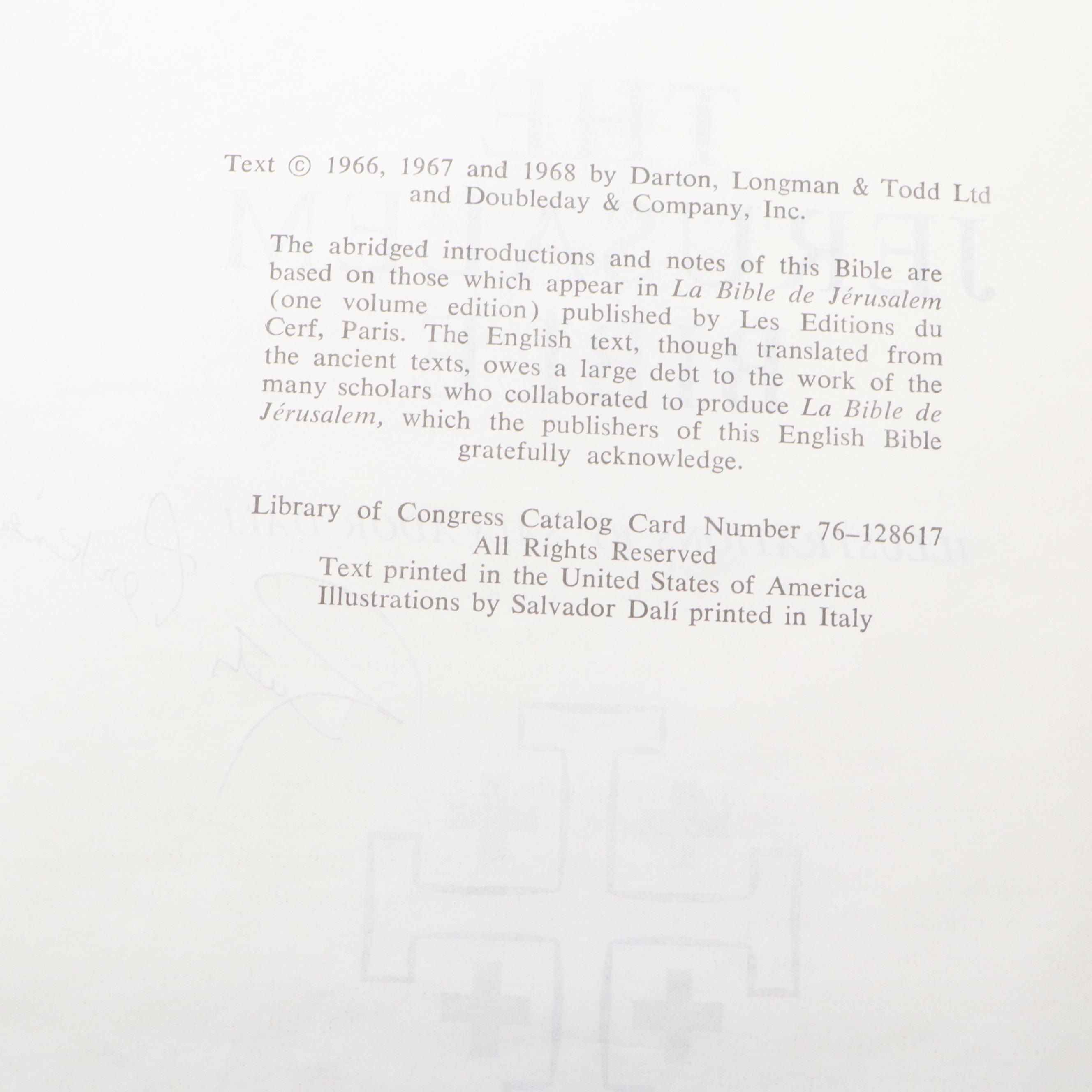 Salvador Dalí Illustrated Jerusalem Bible Edited by Alexander Jones, 1970