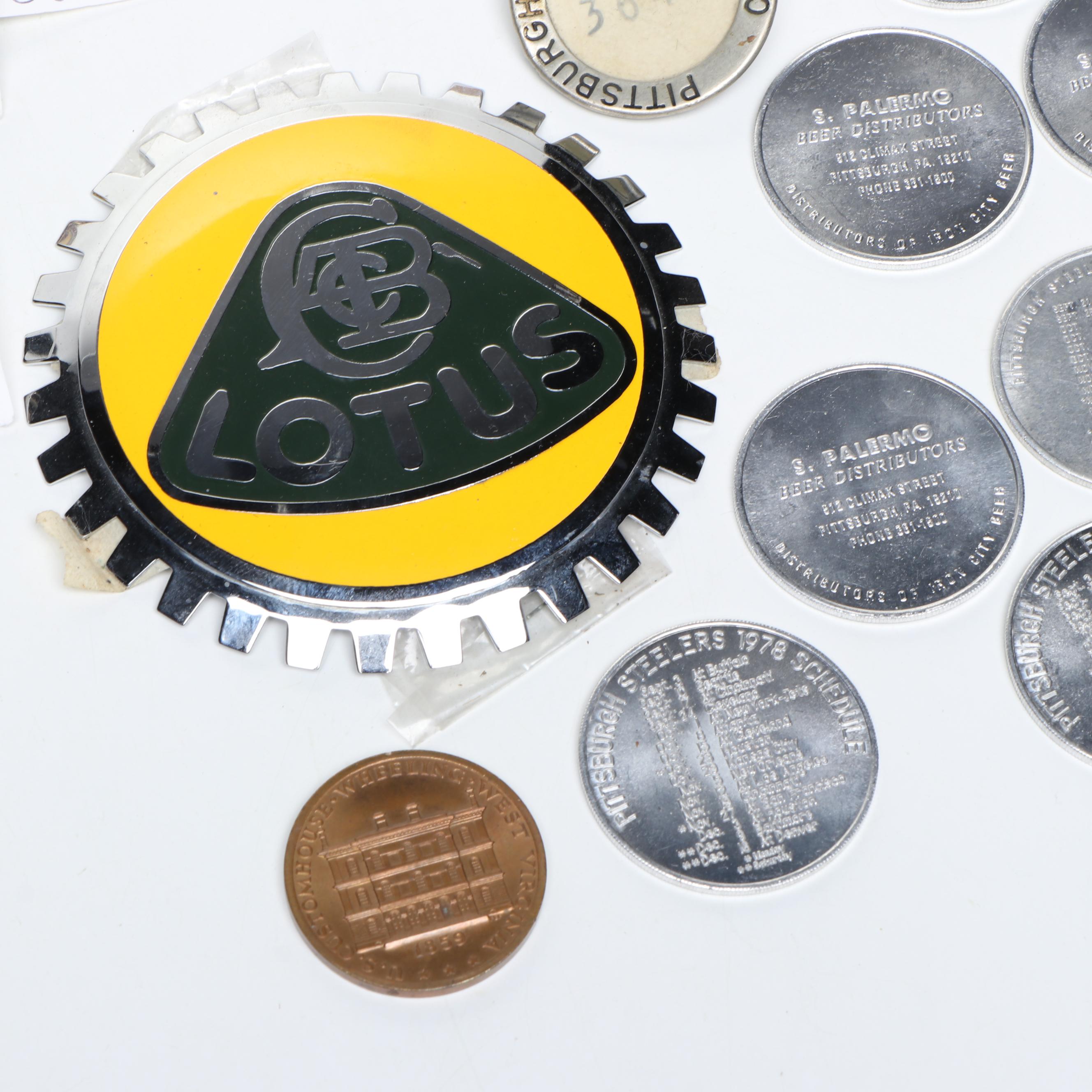 Pittsburgh Steelers 1978 Schedule Coins with Wooden Nickels and Assorted Pins