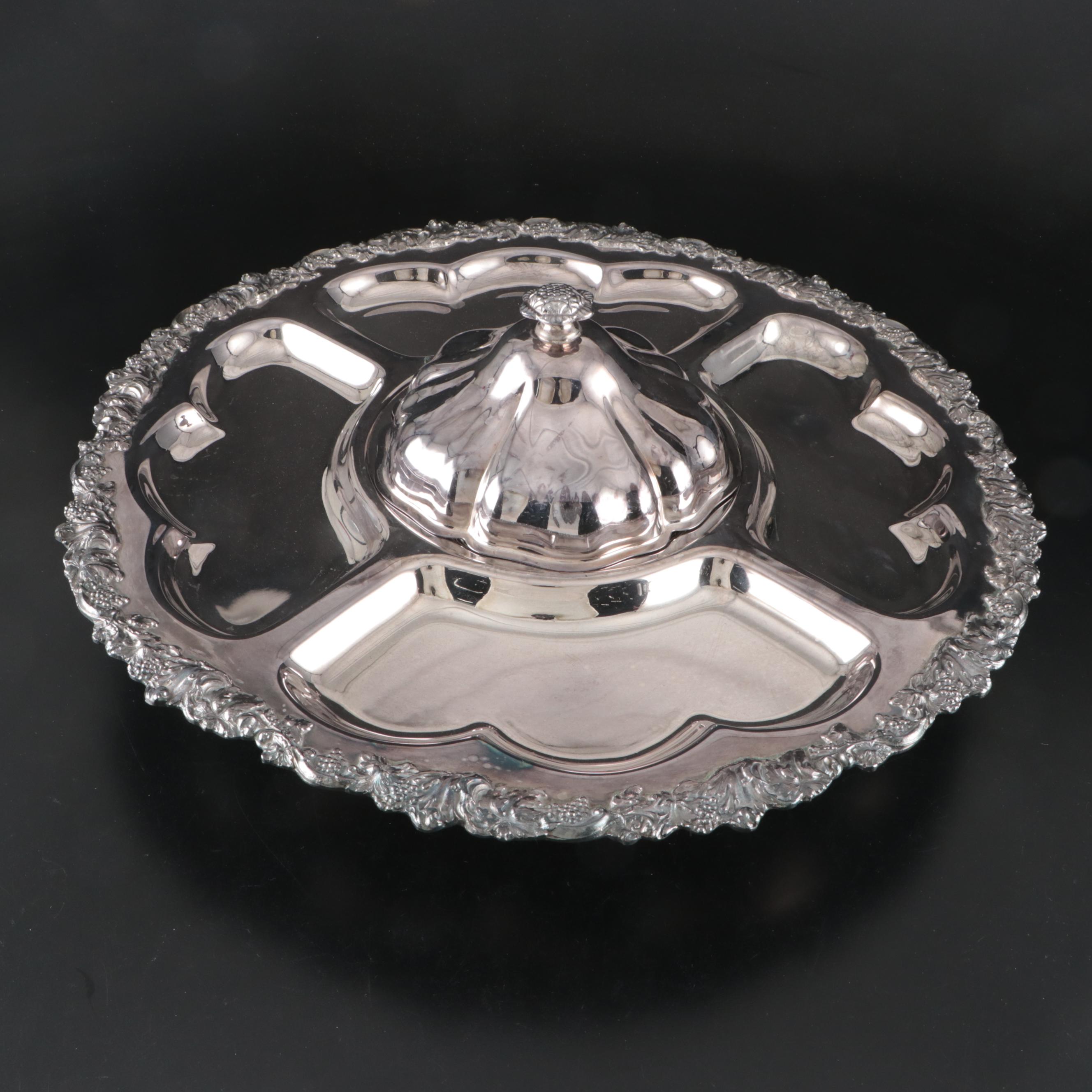 Silver Plate Lazy Susan Serving Tray
