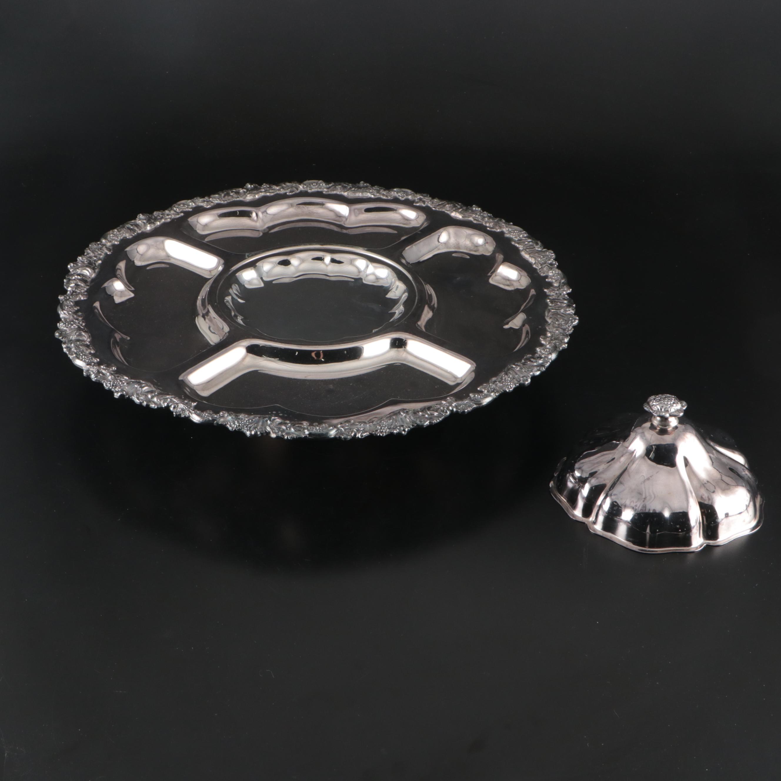 Silver Plate Lazy Susan Serving Tray