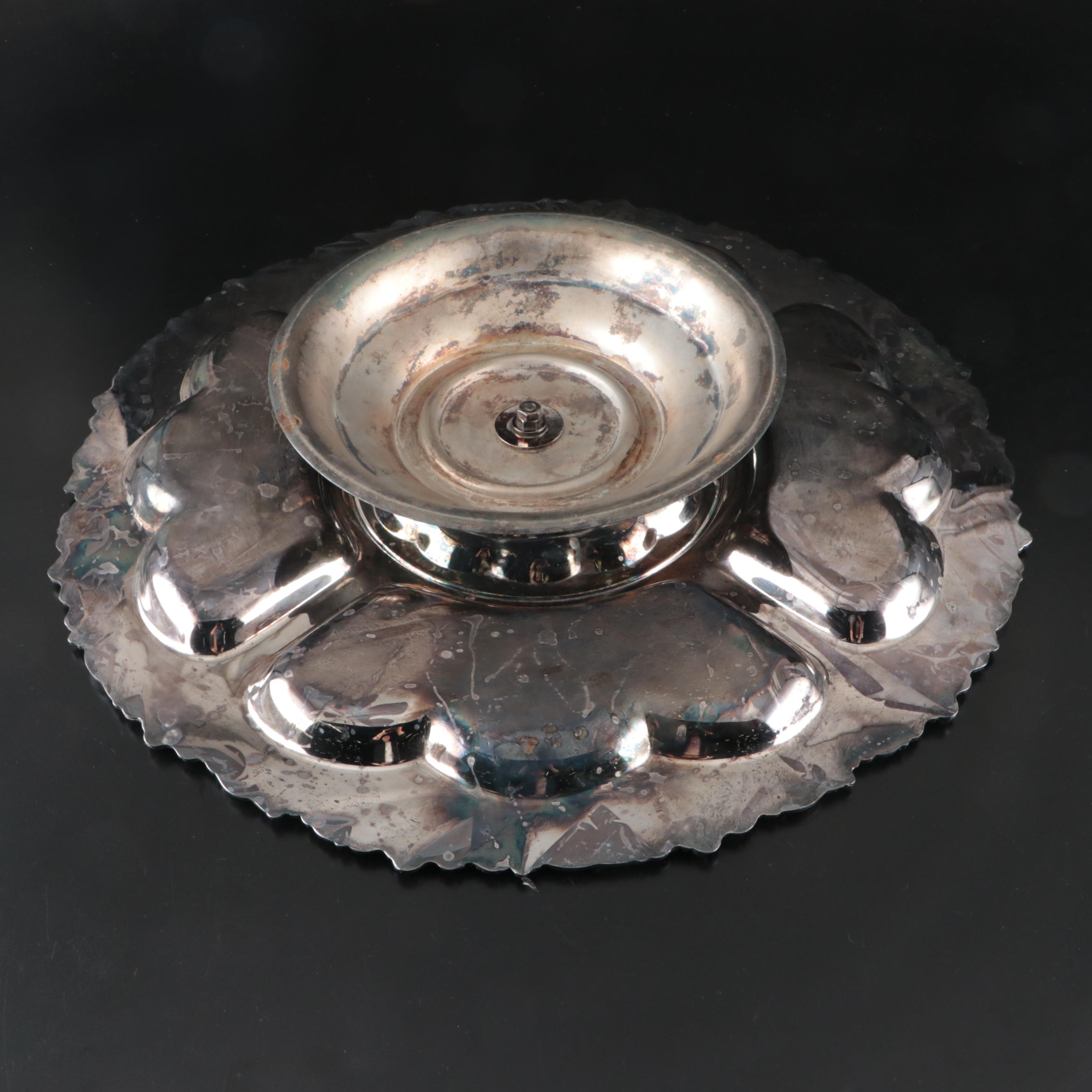 Silver Plate Lazy Susan Serving Tray