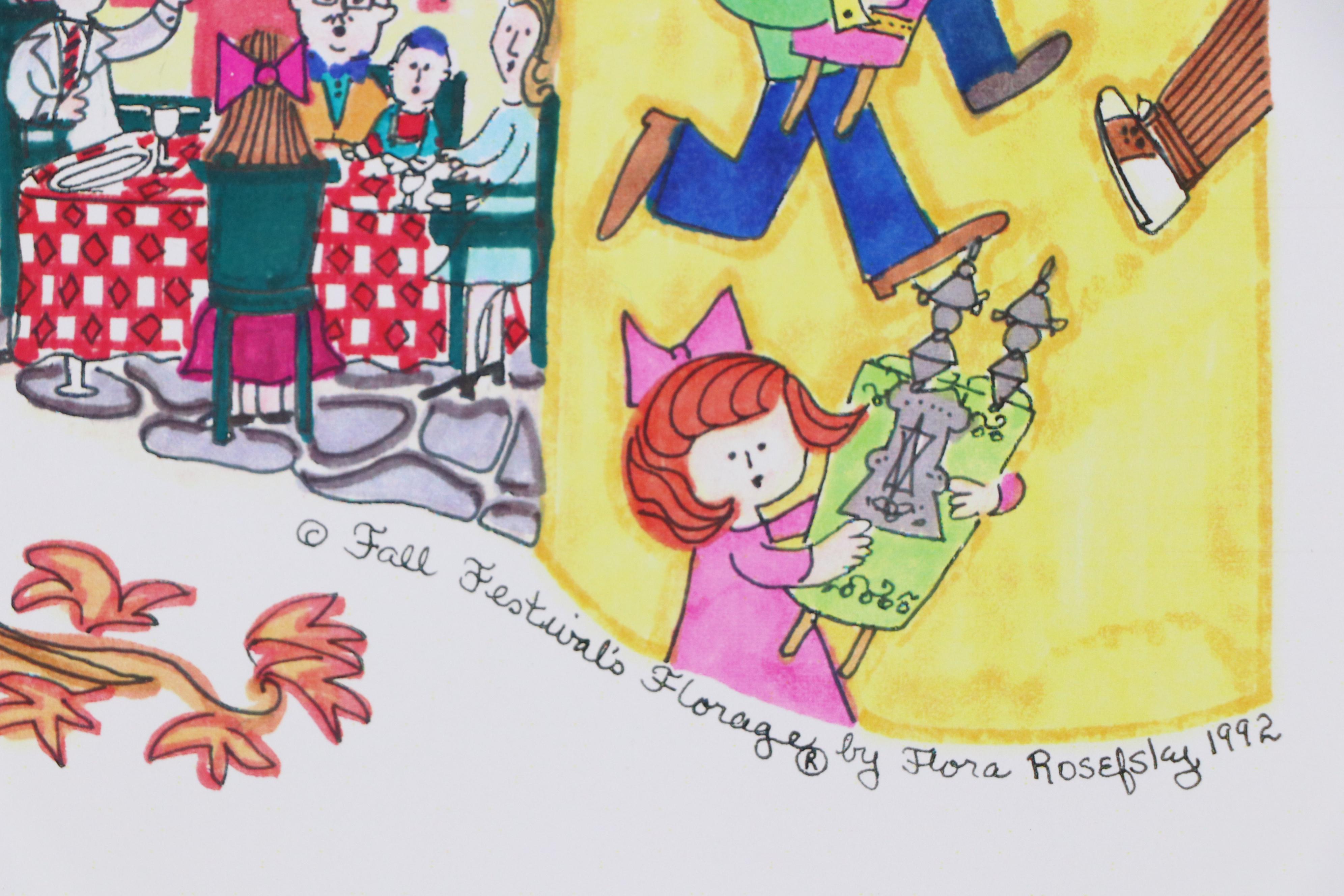 Flora Rosefsky Judaic Photomechanical Print "Fall Festival's Florage," 1992