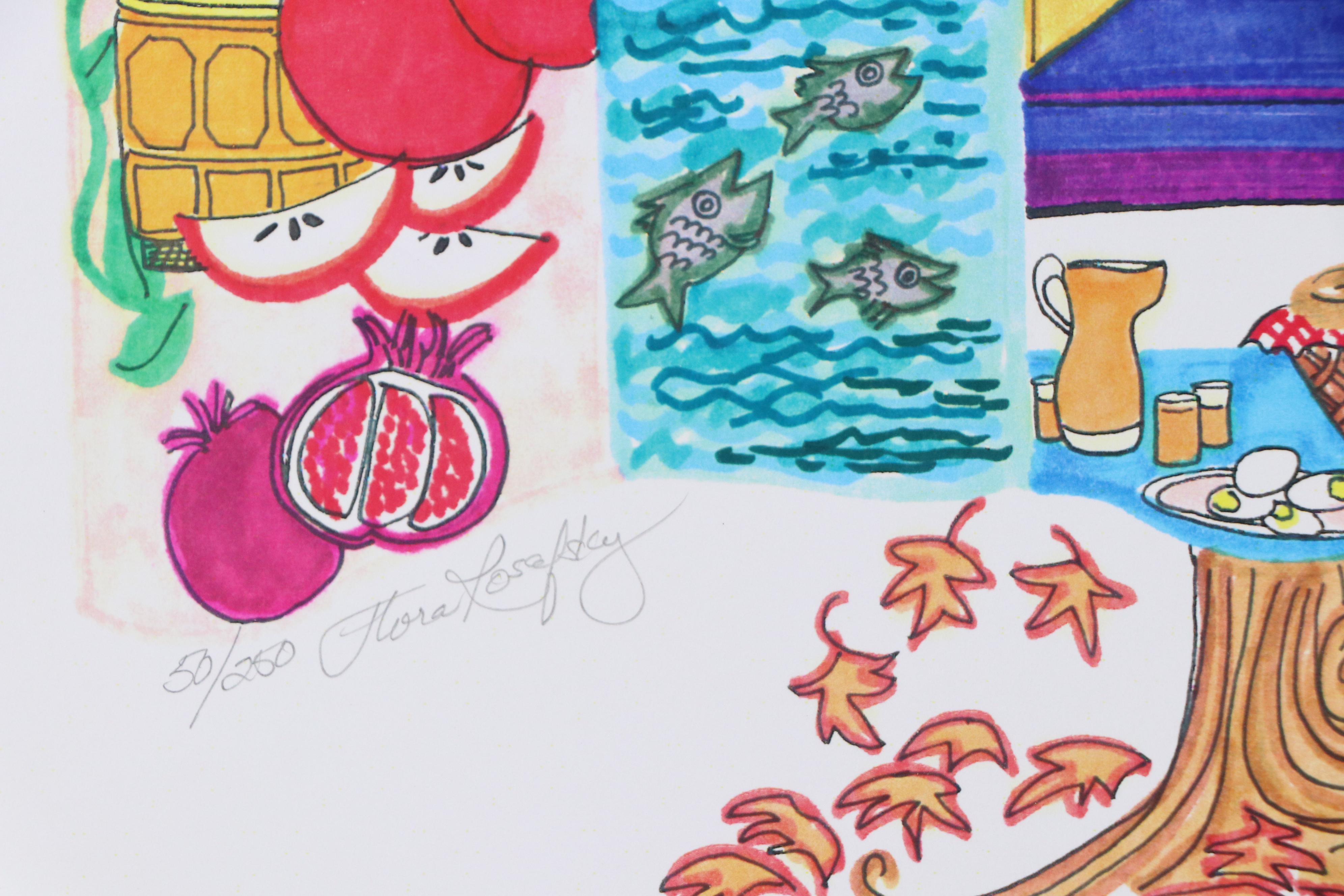 Flora Rosefsky Judaic Photomechanical Print "Fall Festival's Florage," 1992