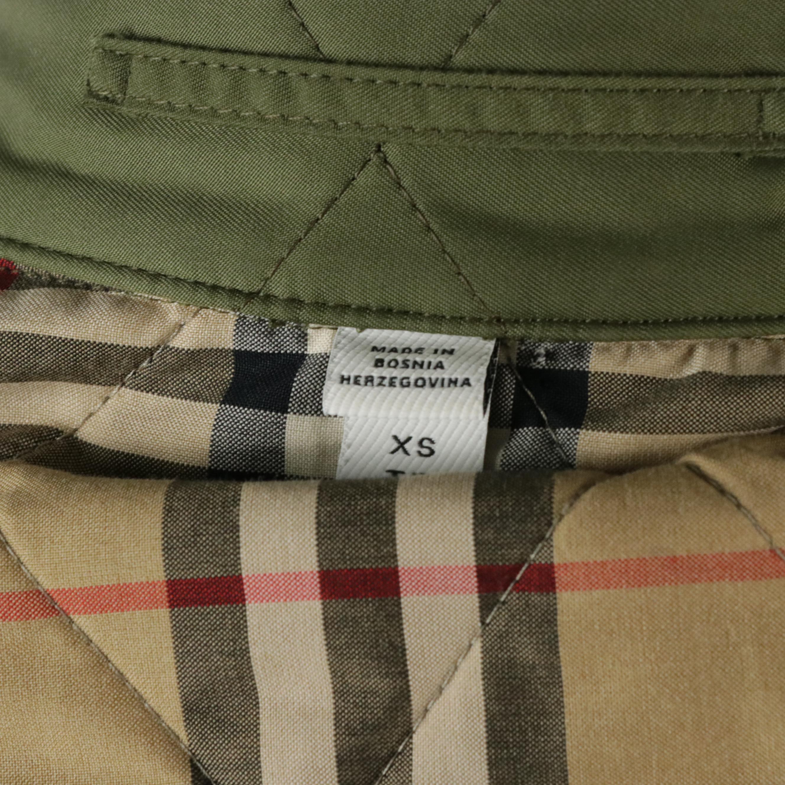 Burberry Olive Green Quilted Polyester Coat