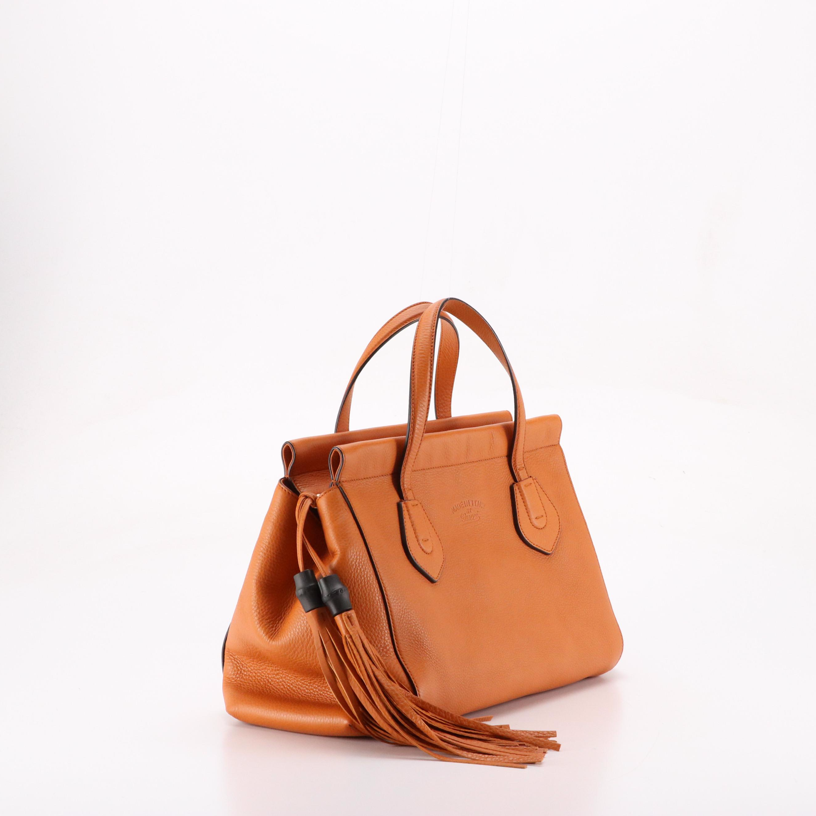 Gucci Bamboo Tassel Tote in Pebble Leather