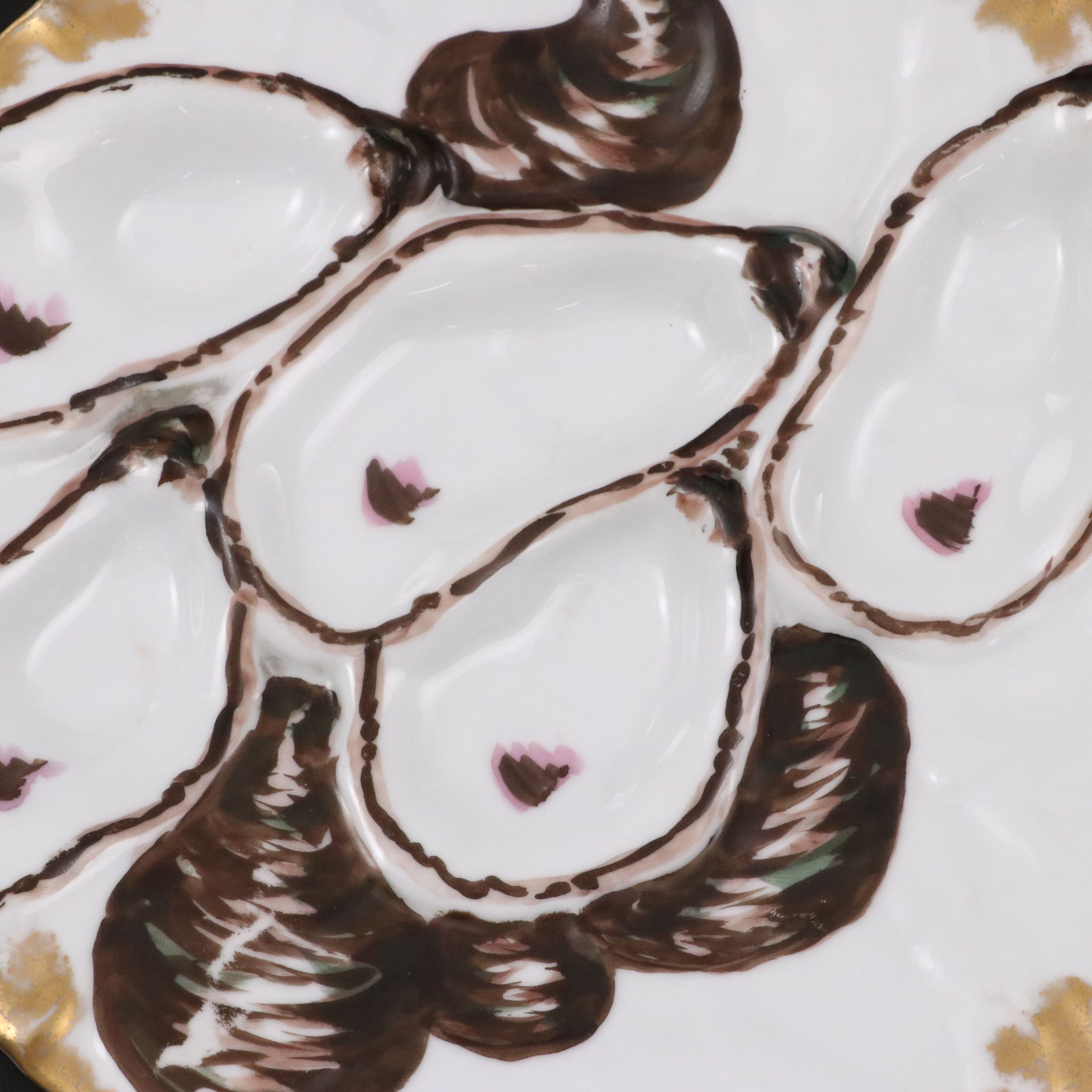 Victorian Porcelain Oyster Plate, Late 19th/Early 20th Century