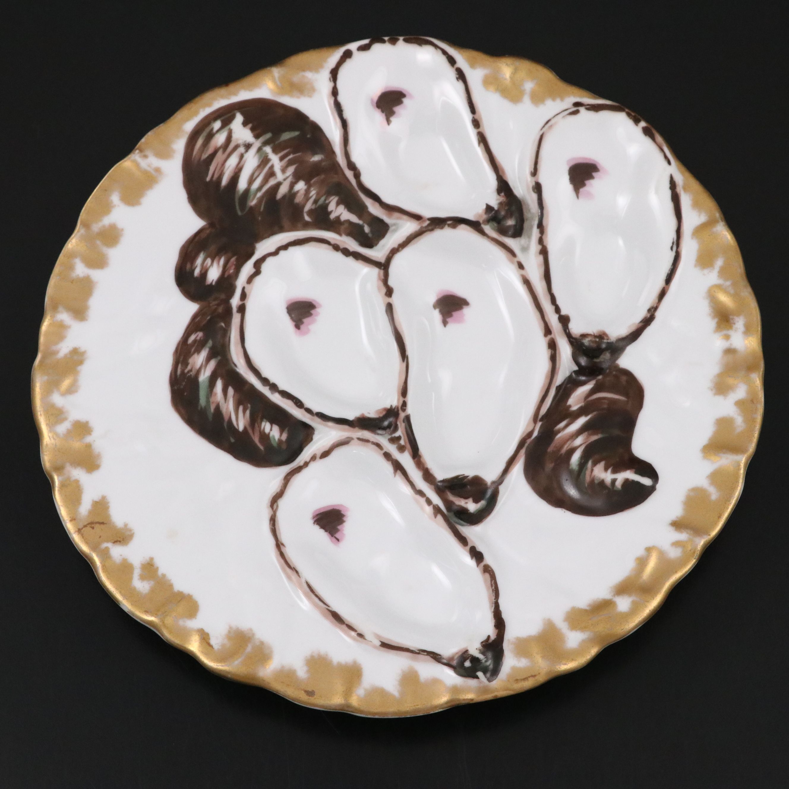 Victorian Porcelain Oyster Plate, Late 19th/Early 20th Century