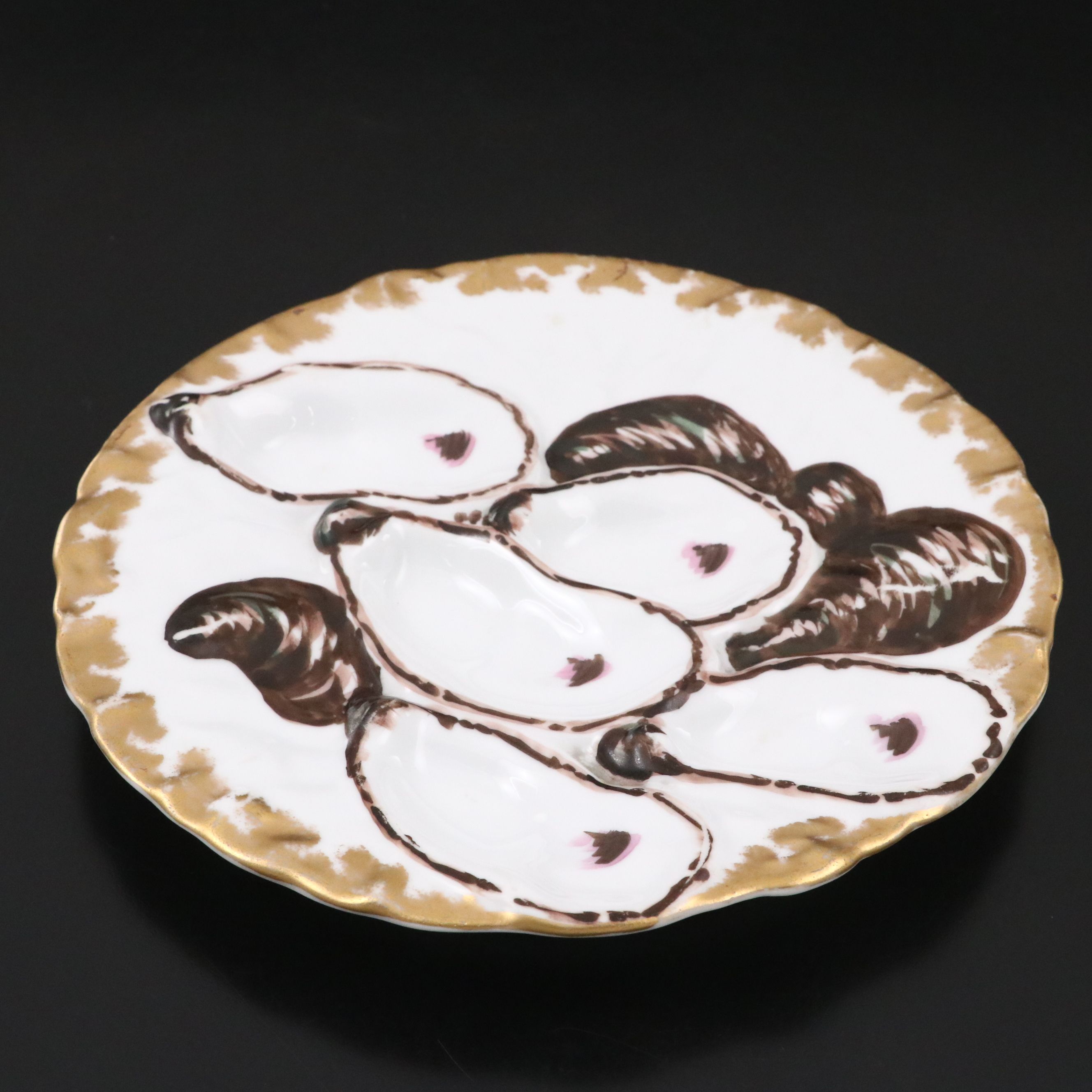 Victorian Porcelain Oyster Plate, Late 19th/Early 20th Century