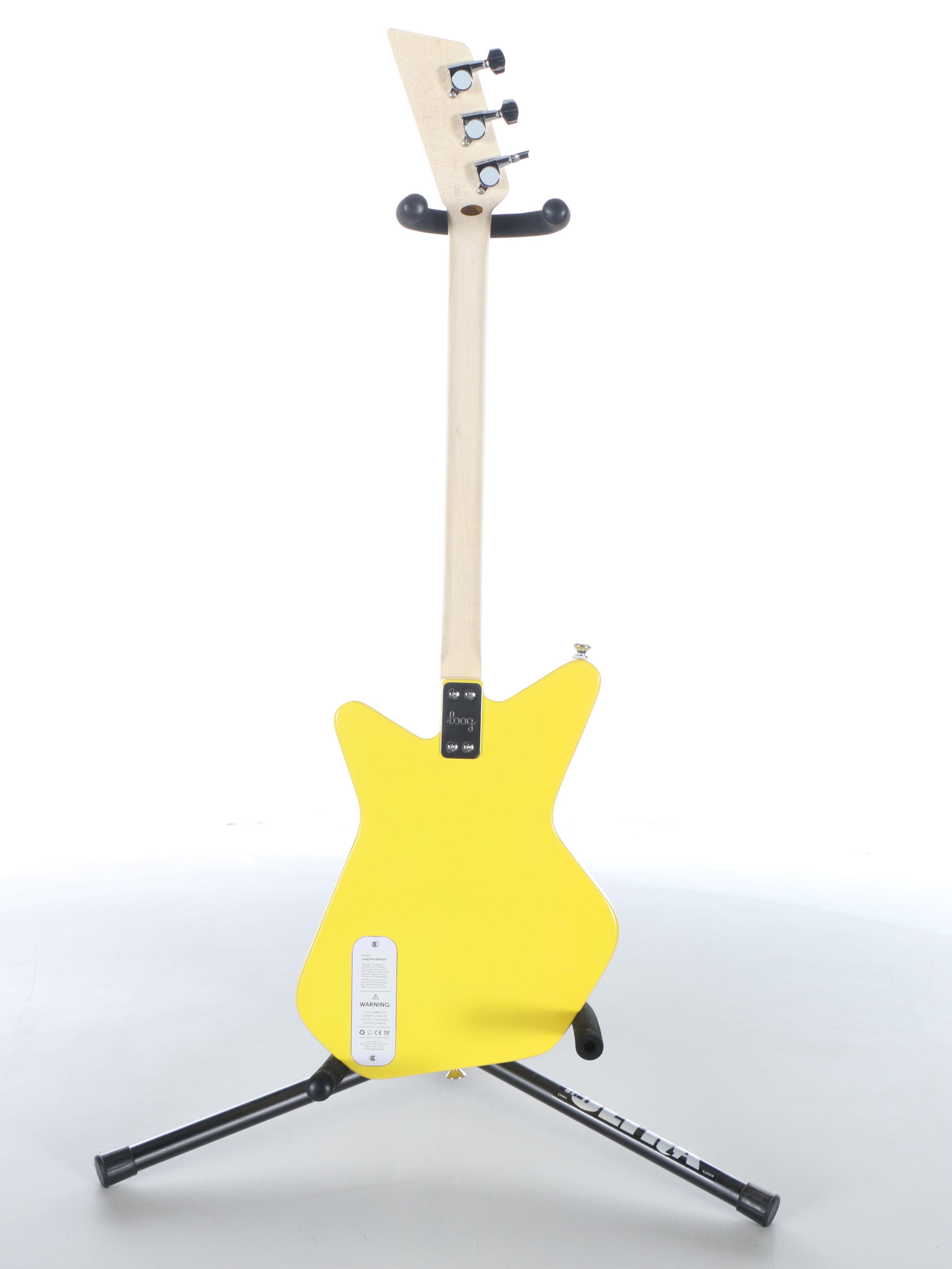 Loog Pro-Electric Children's Three-String Beginner Guitar with Learning Material