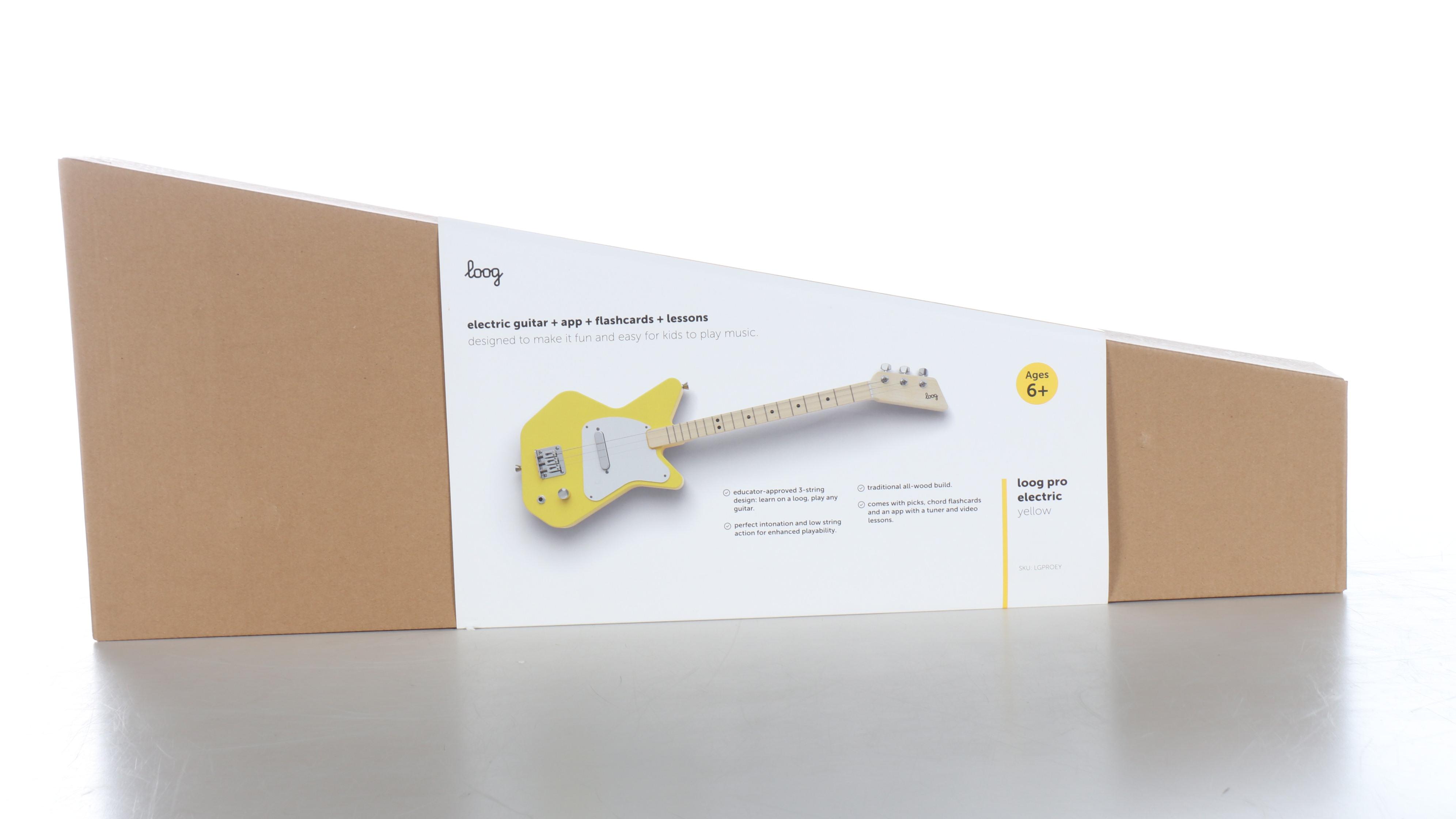 Loog Pro-Electric Children's Three-String Beginner Guitar with Learning Material
