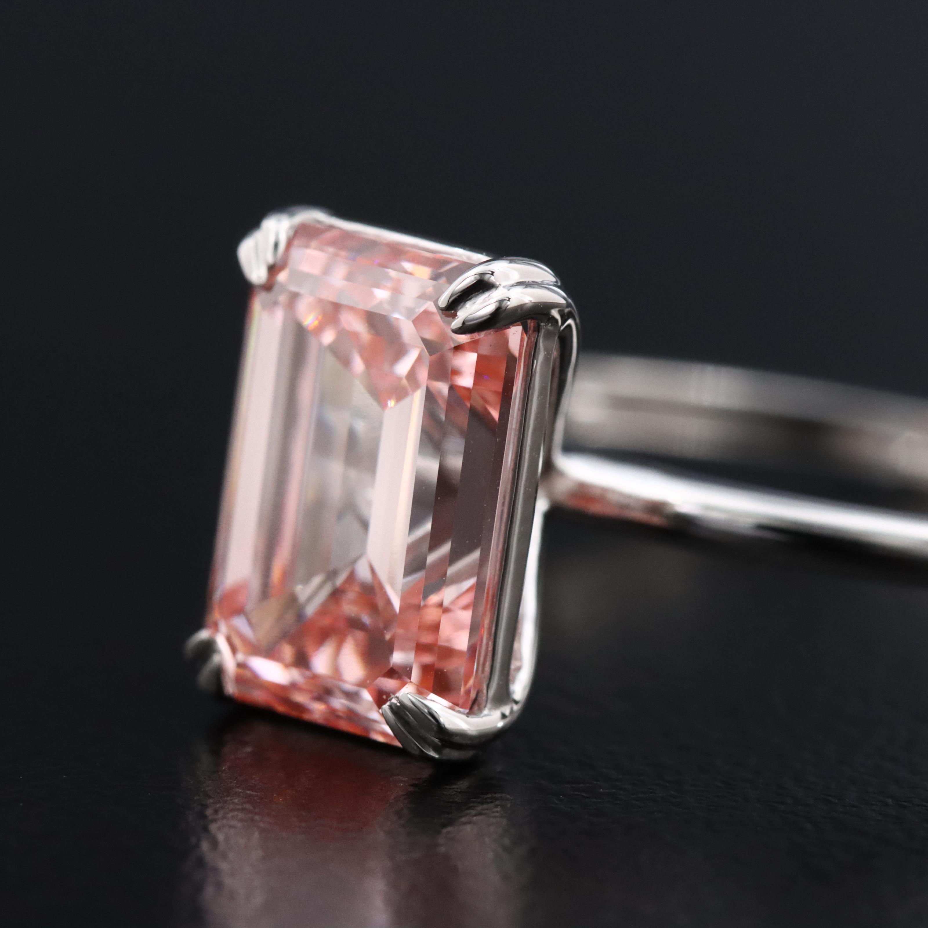 Platinum 3.09 CT Lab Grown Fancy Pink Diamond Solitaire Ring with IGI Report