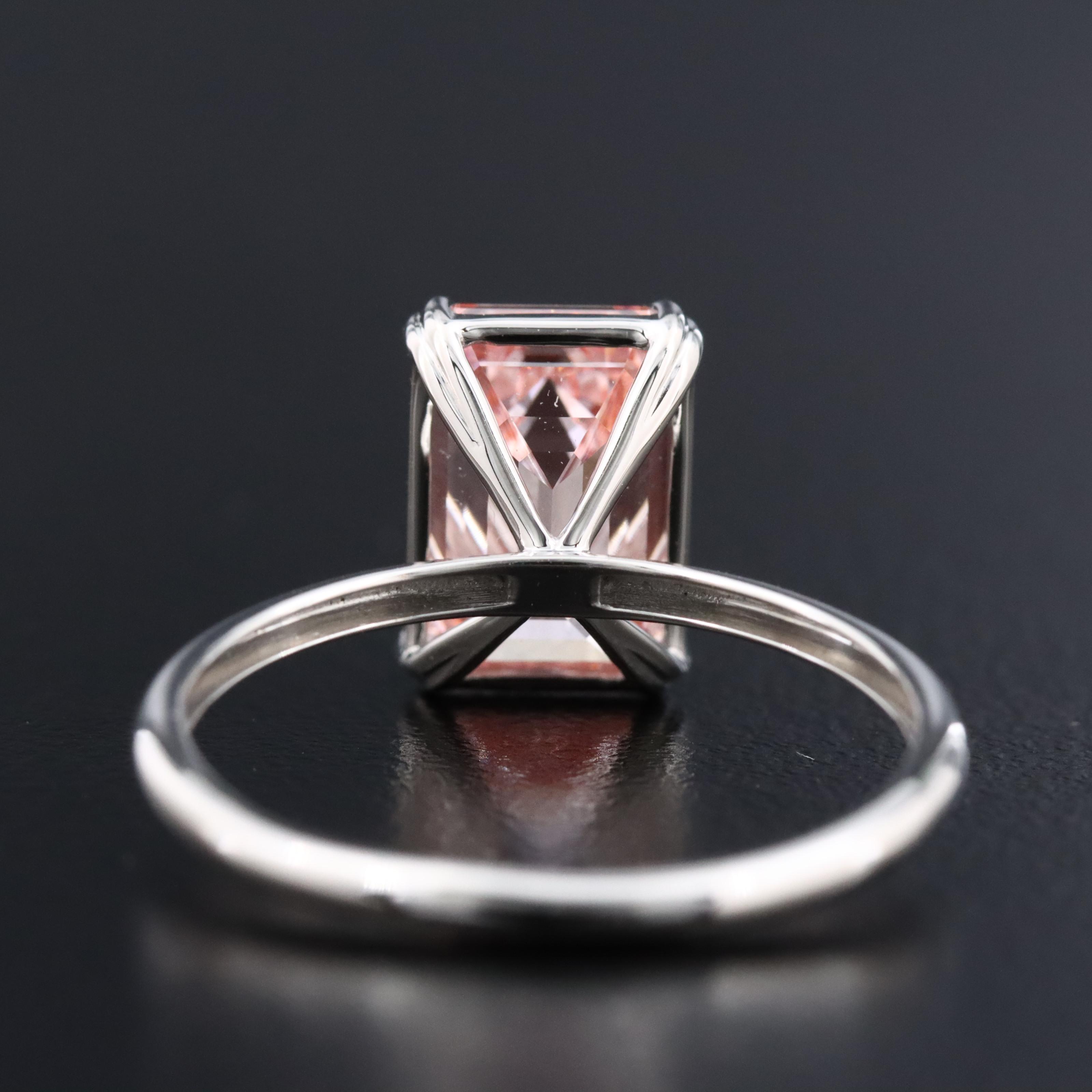 Platinum 3.09 CT Lab Grown Fancy Pink Diamond Solitaire Ring with IGI Report